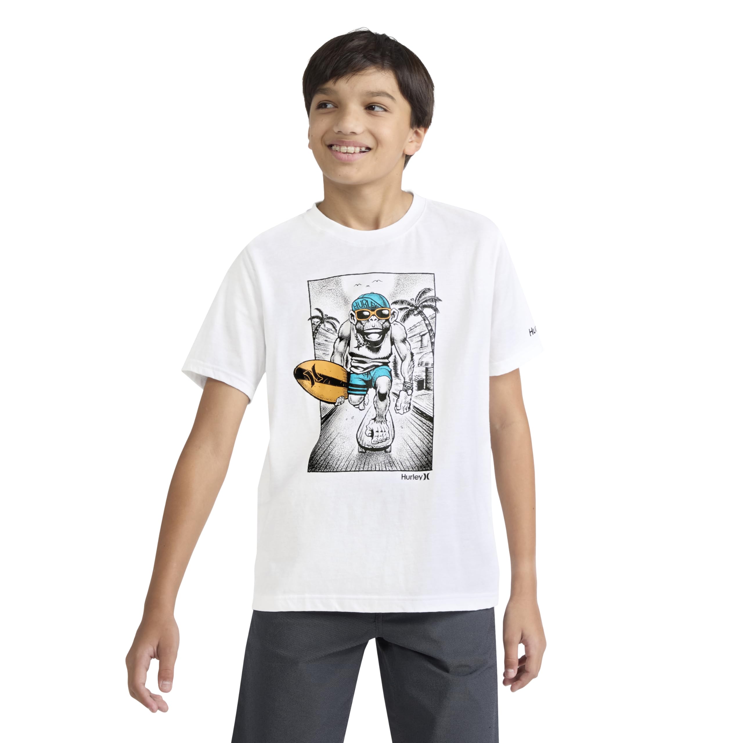 hurley-89060-grafik-t-shirt-kinder-blau-kurzarm image 3