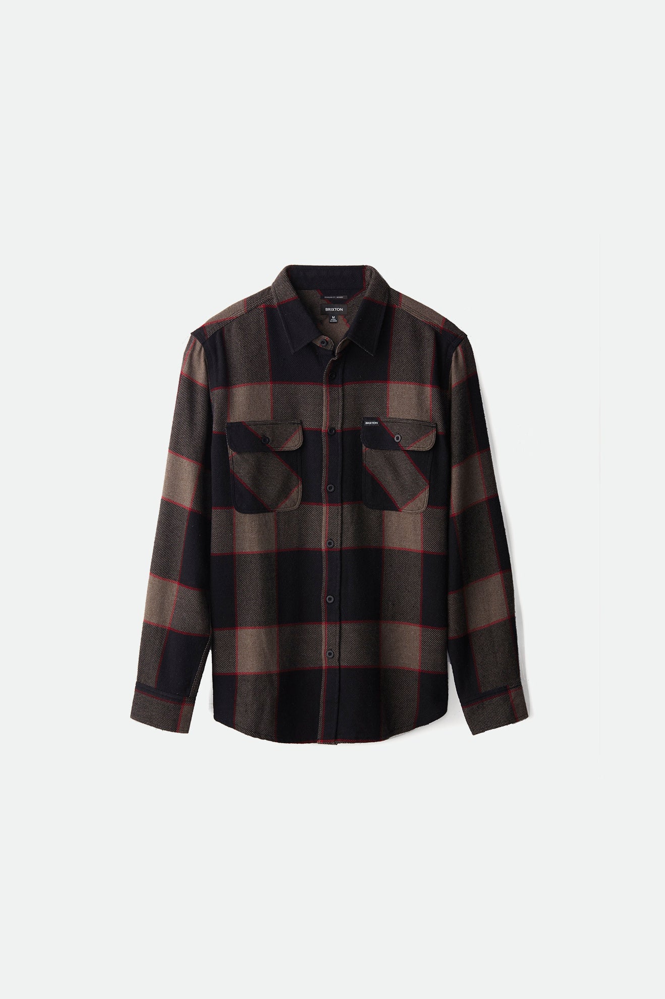 brixton-bowery-flanellhemd-heather-grey-charcoal-kariert image 1