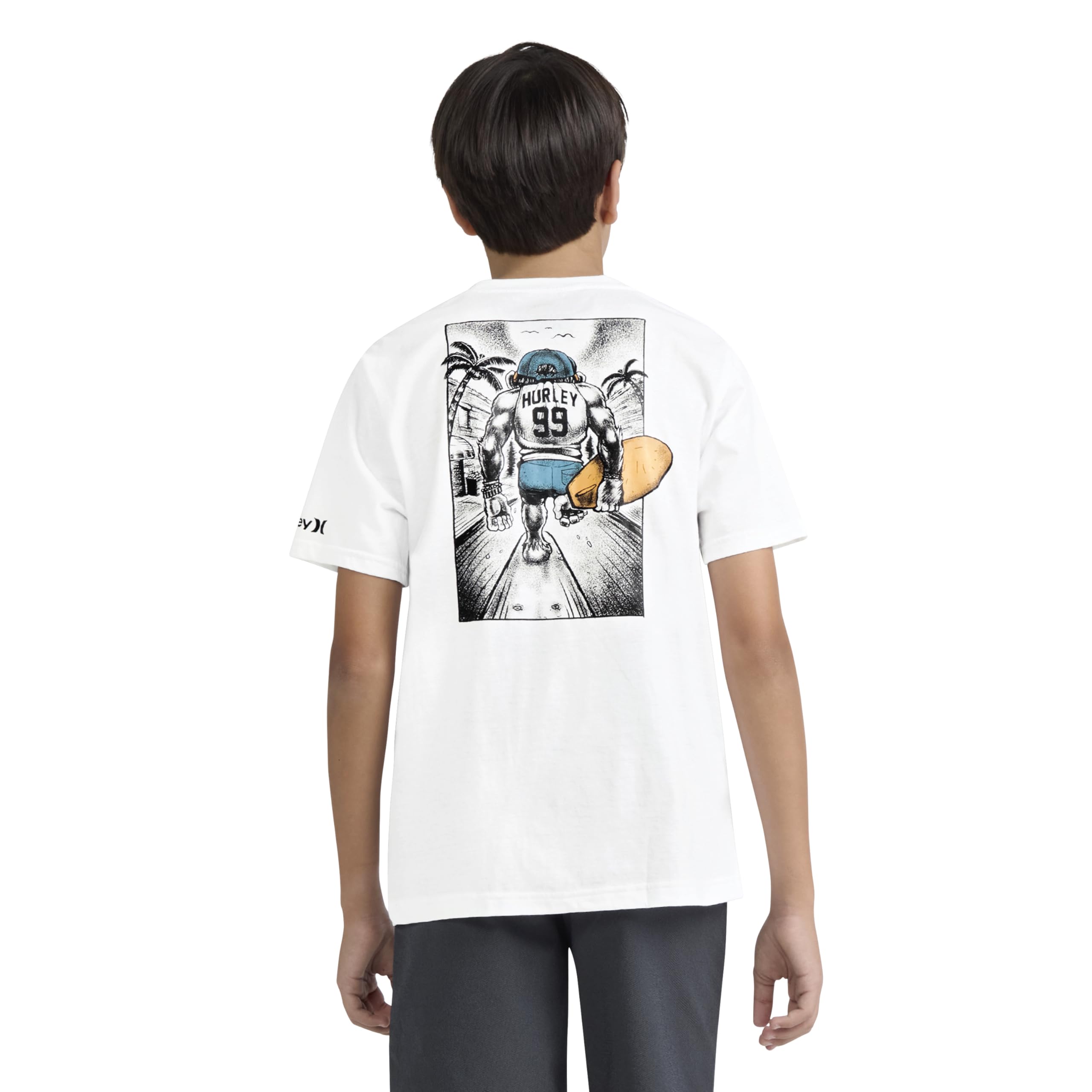 hurley-89060-grafik-t-shirt-kinder-blau-kurzarm image 6