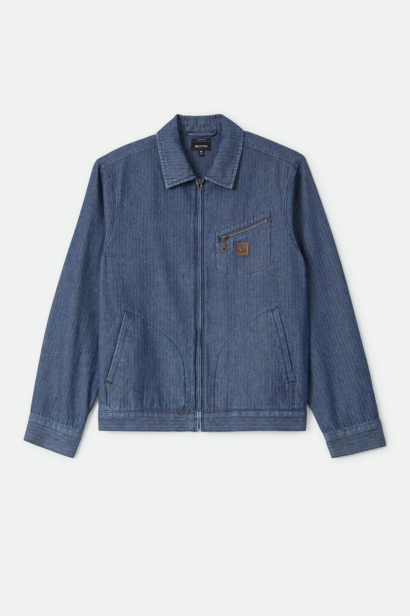 brixton-mechanic-garage-zip-jacke-indigo-herringbone-canvas image 1