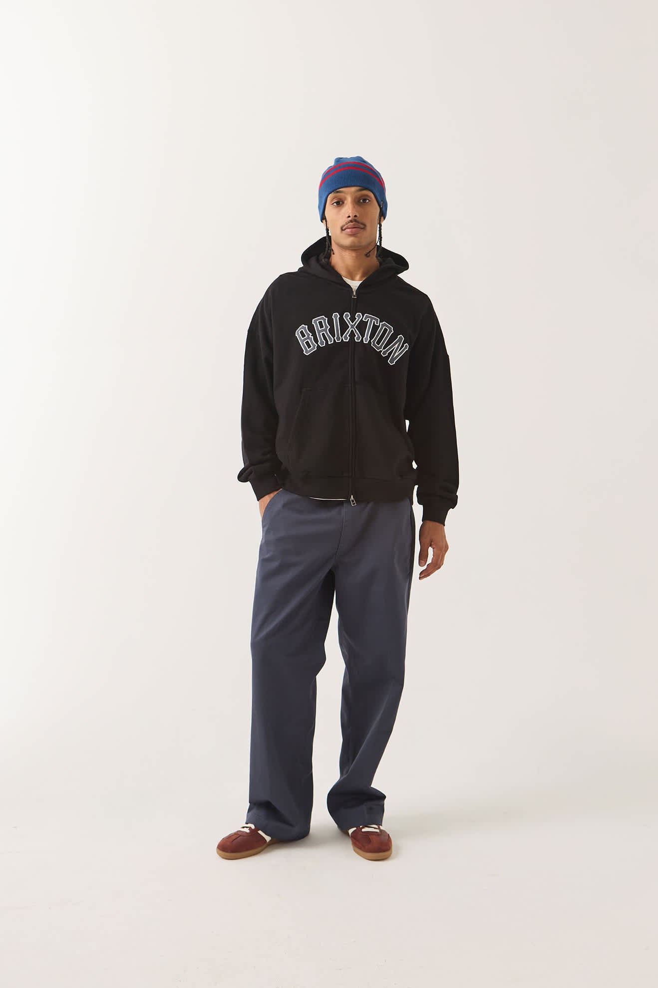 brixton-dugout-zip-hood-fleece-black-grey-terry image 2