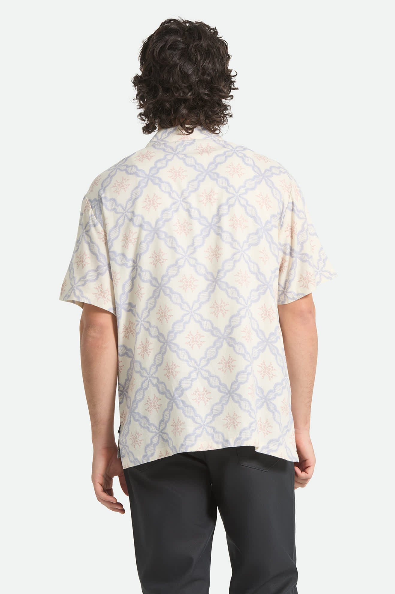 brixton-bunker-slub-kurzarm-hemd-off-white-blue-tile image 4