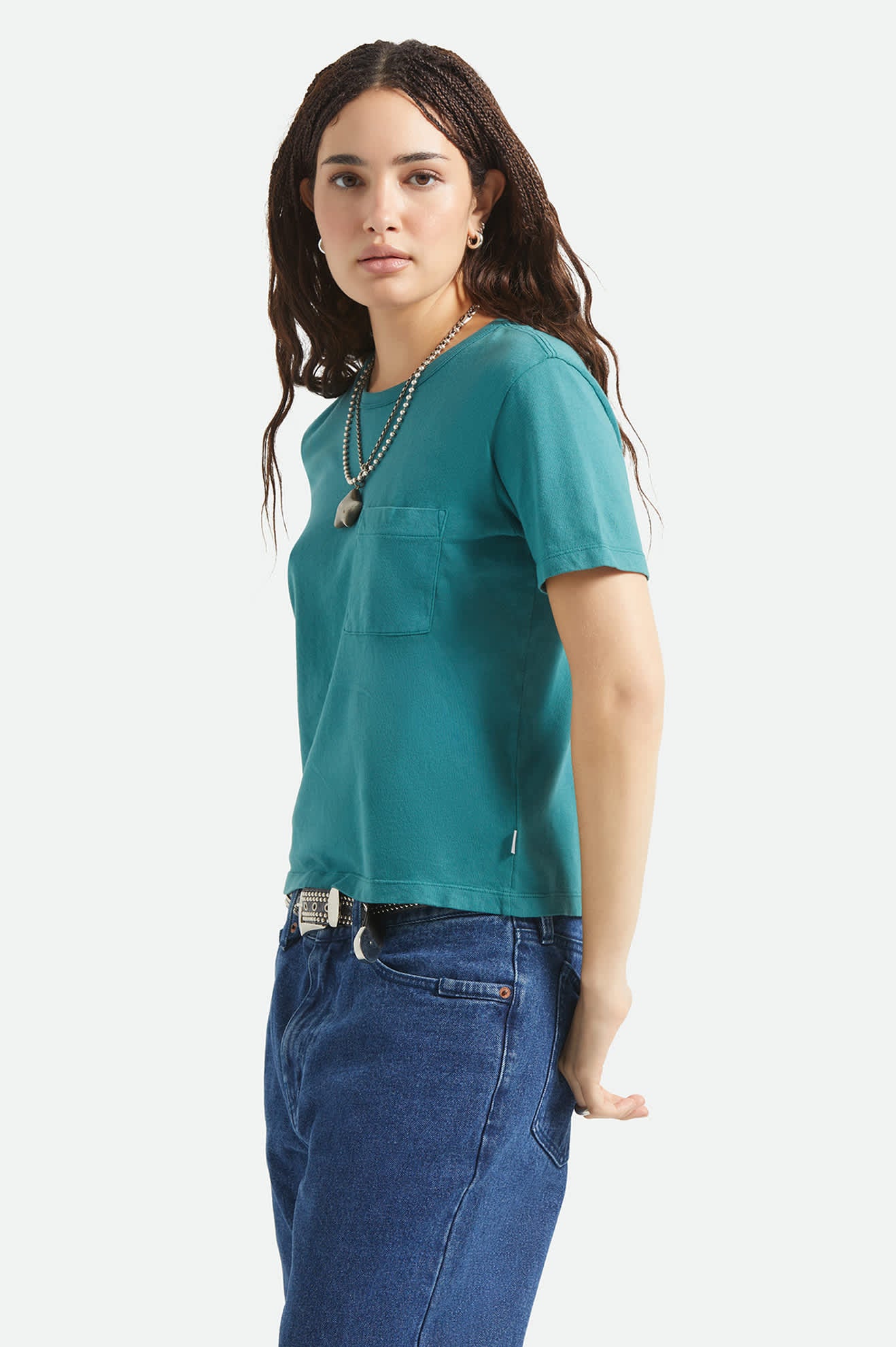 brixton-carefree-organic-t-shirt-washed-teal-bio-baumwolle image 3