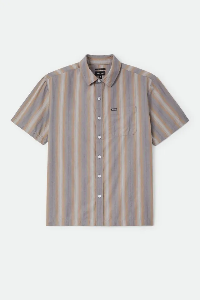 brixton-cru-shirt-herren-charcoal-shadow-stripe image 1