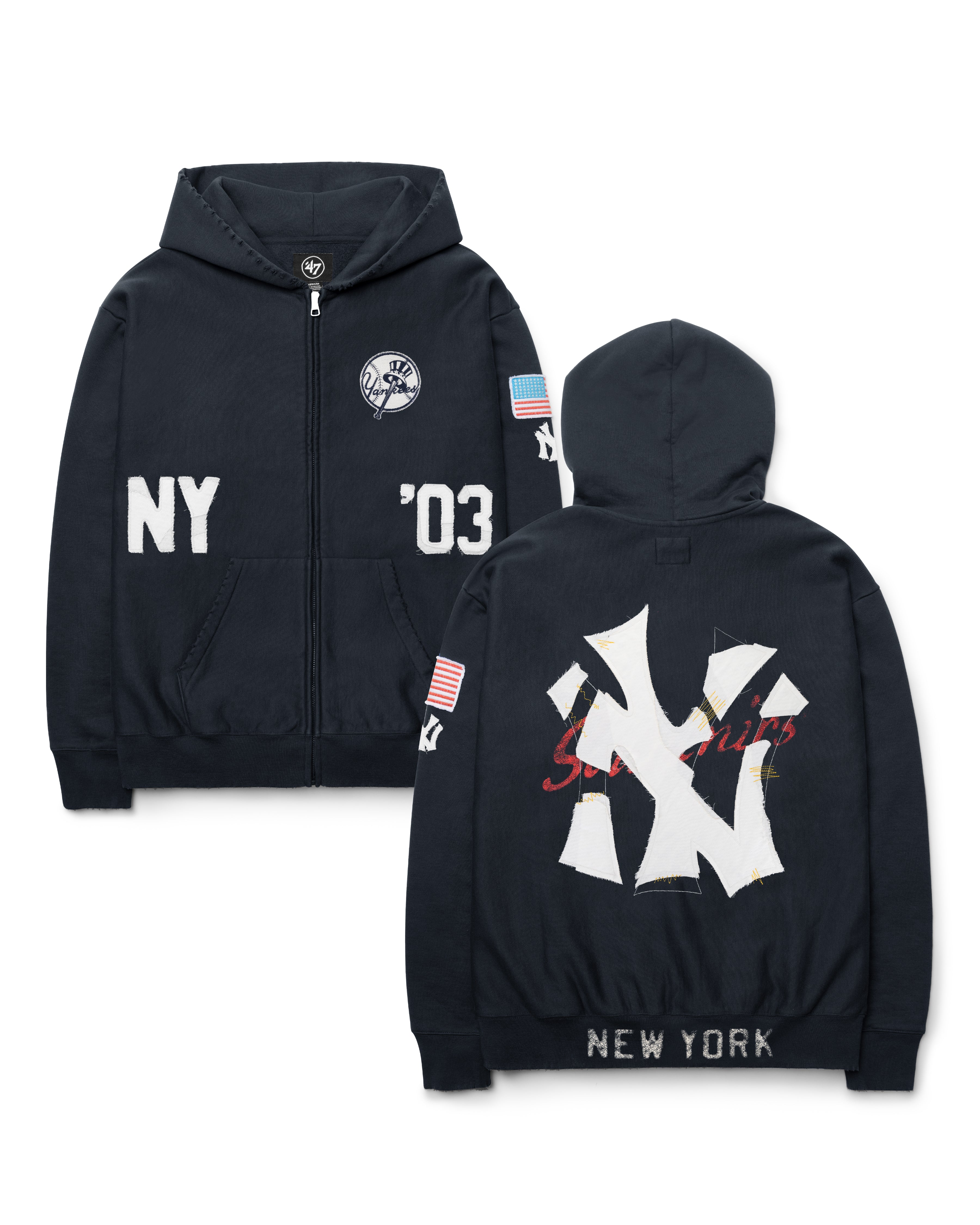 47-headline-crew-yankees-first-nine-full-zip-hood-navy image 1