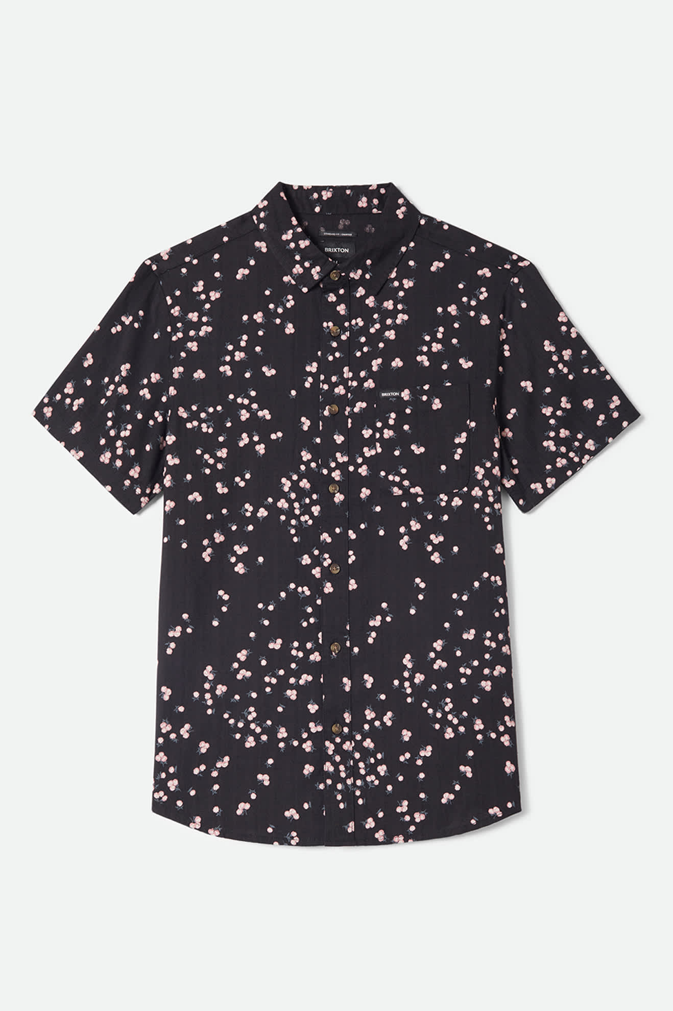 brixton-charter-slub-kurzarmhemd-black-pink-baumwolle image 1