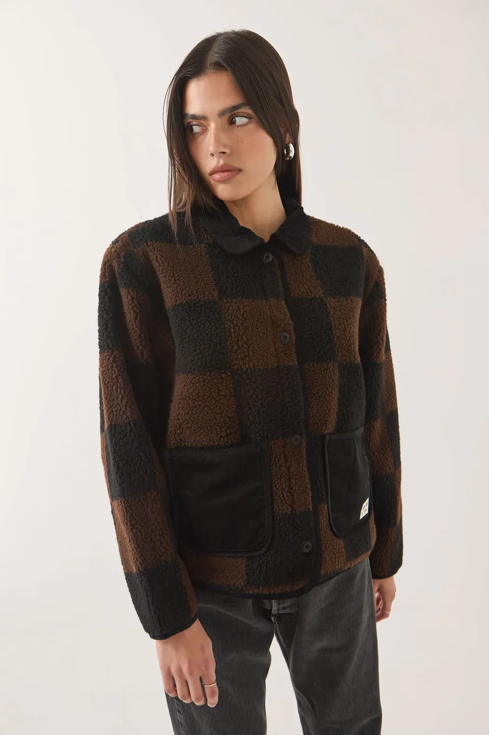 brixton-delilah-quilted-jacke-schwarz-braun-wattiert image 1