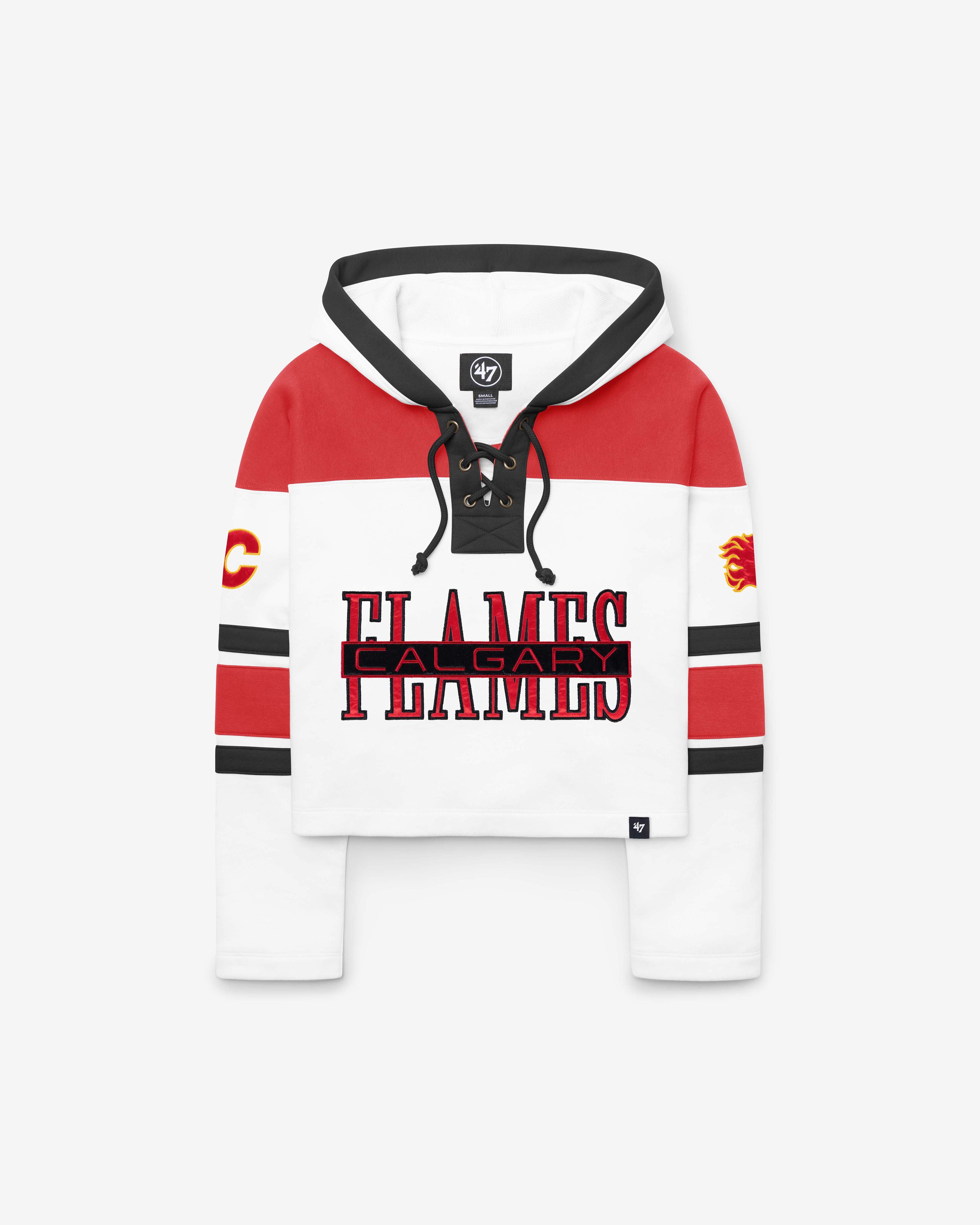 47-brand-lacer-calgary-flames-cropped-hoodie-white-wash image 1
