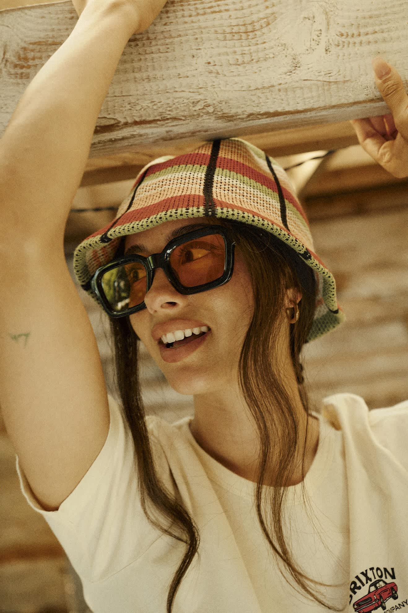 brixton-redding-knit-bucket-hut-peach-cobbler-multi-stripe-baumwolle image 4