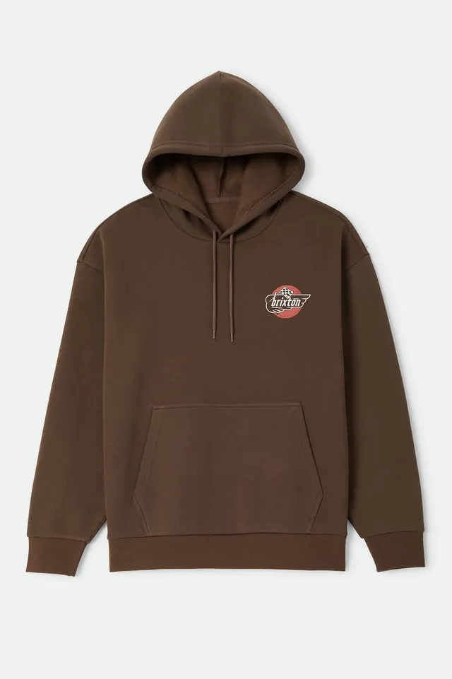 brixton-heyward-hood-hoodie-walnut-brown-fleece-print image 1