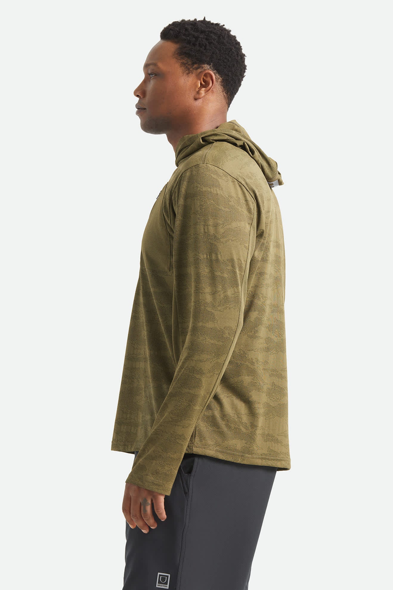 brixton-journey-sun-hoodie-olive-tiger-camo-upf image 3