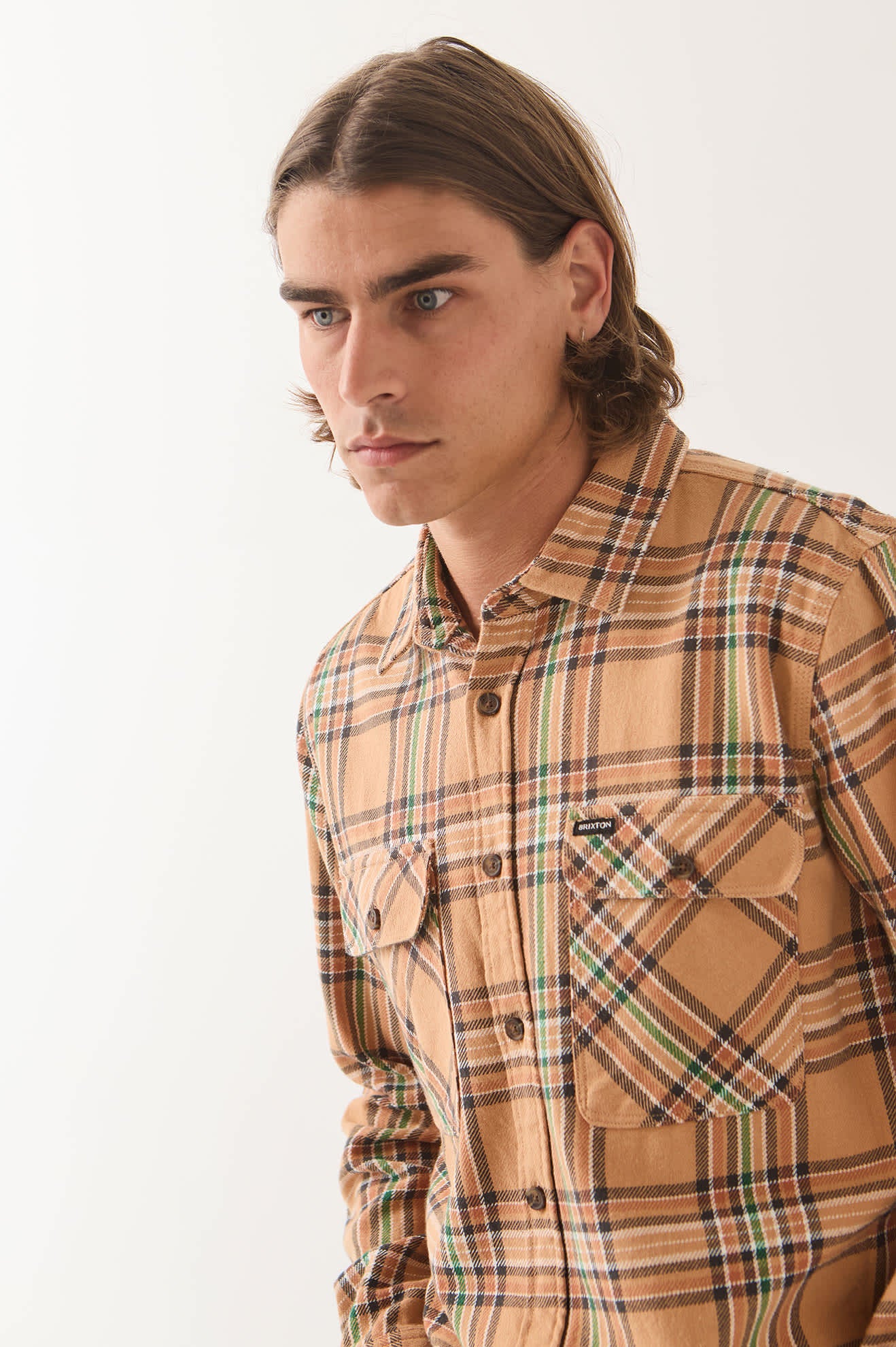 brixton-bowery-flannel-khaki-multi-karohemd-herren image 5