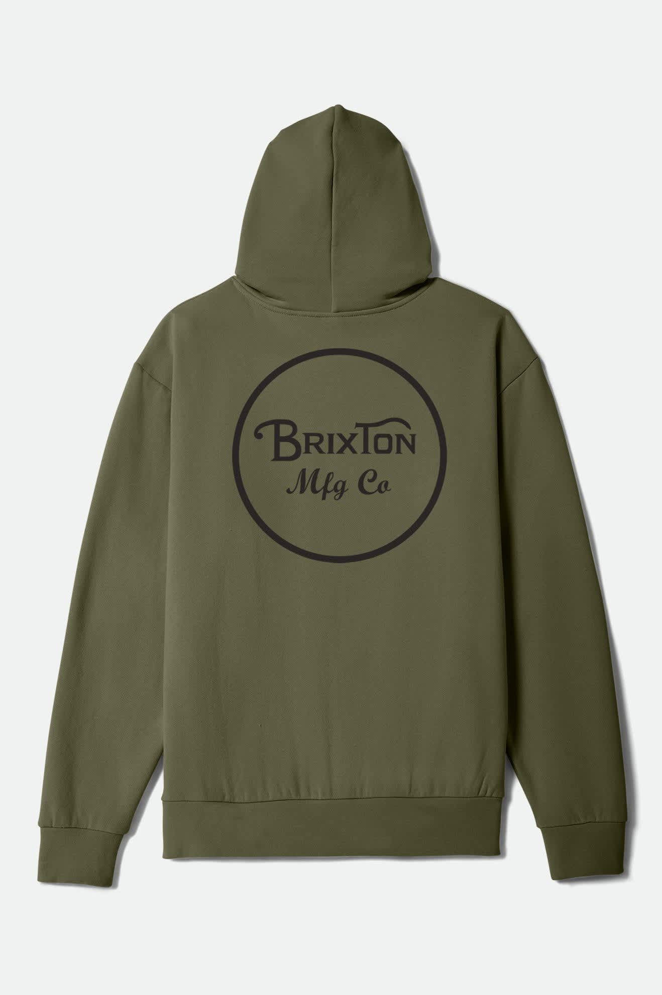 brixton-wheeler-hoodie-kapuzenpullover-army-black-baumwolle image 1