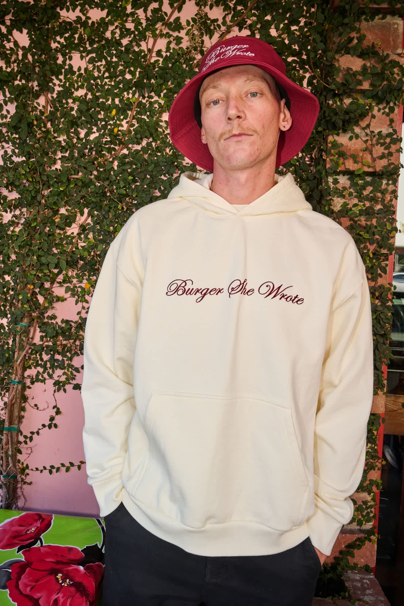 brixton-burger-she-wrote-hood-natural-beige-hoodie image 2