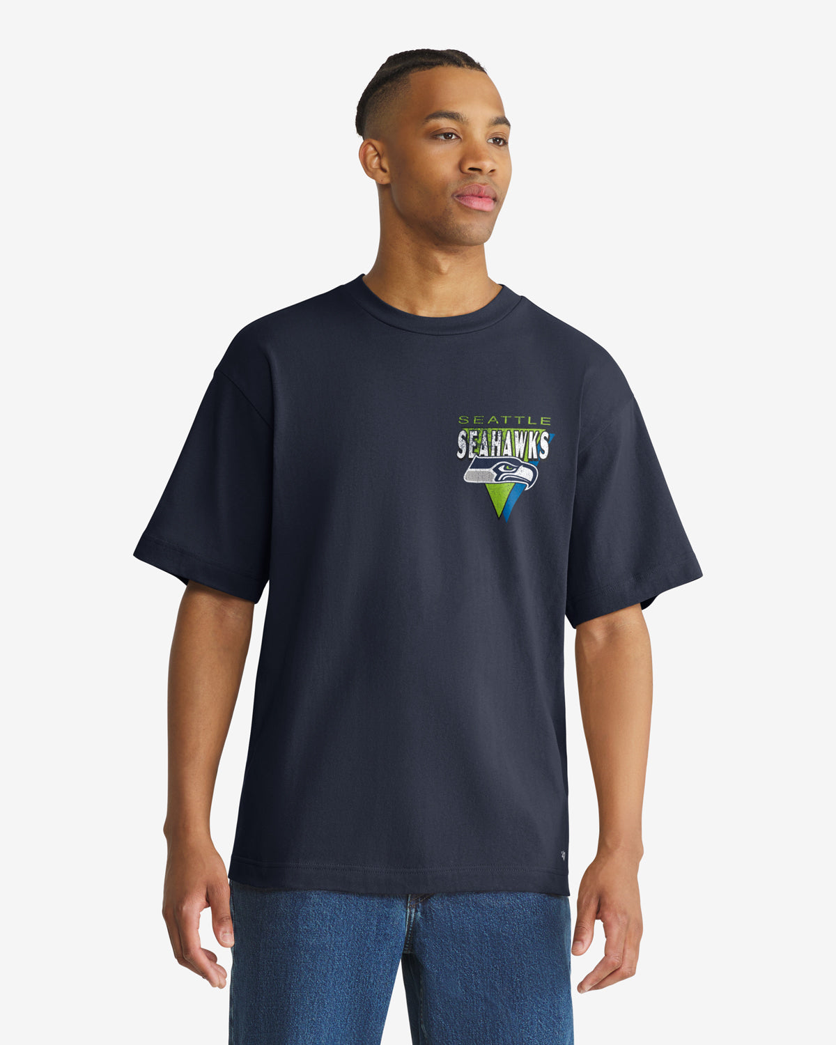 47-brand-seahawks-under-bar-foundation-t-shirt-navy image 2