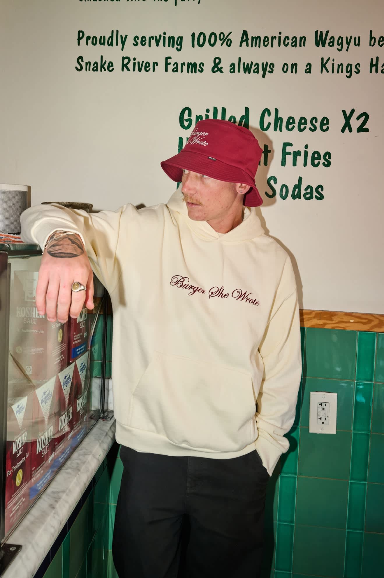 brixton-burger-she-wrote-bucket-hat-burgundy image 8