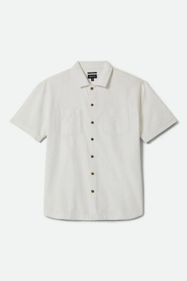 brixton-vintage-kurzarm-hemd-off-white-jacquard-stripe image 1