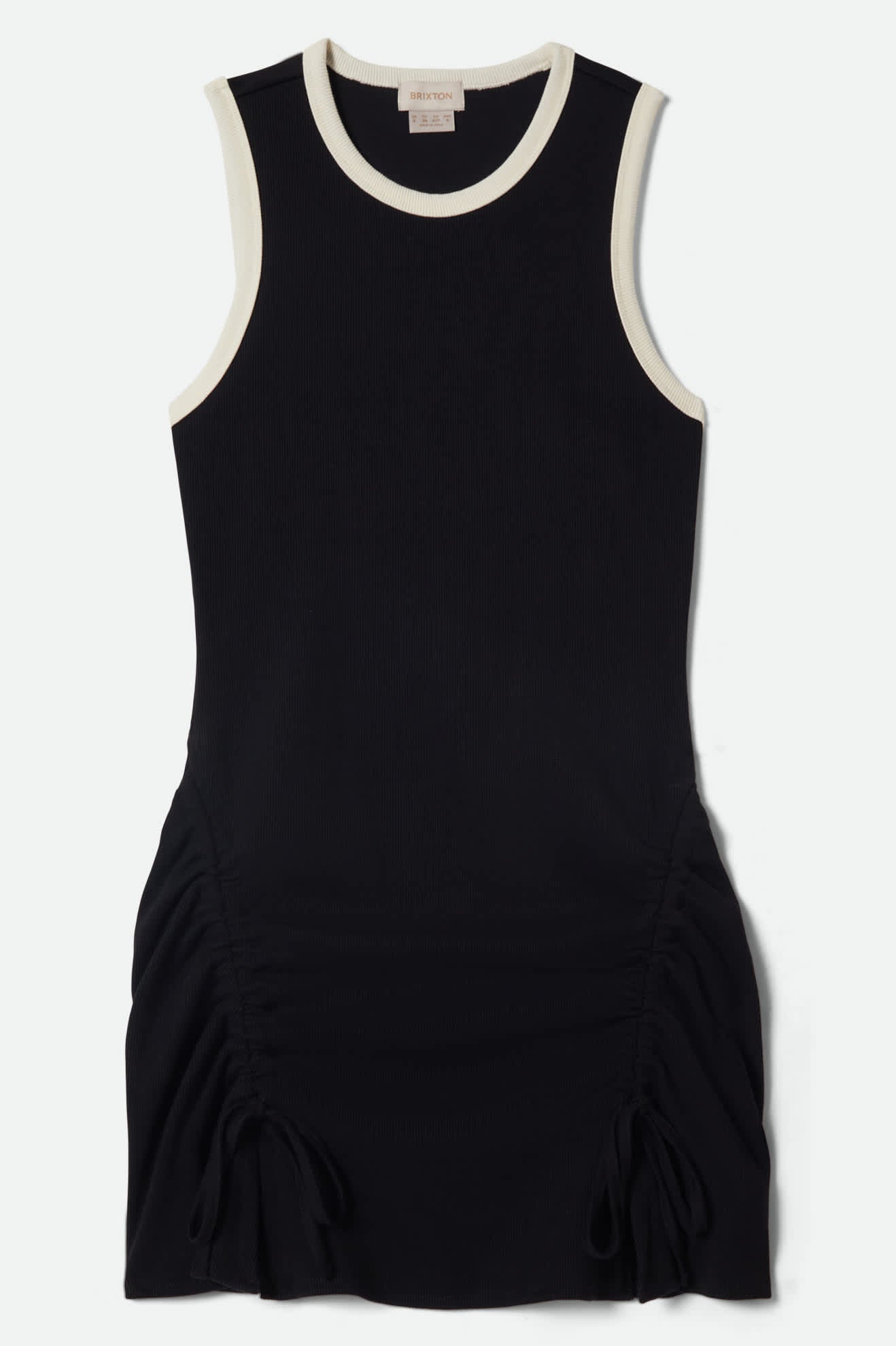 brixton-ribbed-cinch-mini-kleid-black-off-white image 2