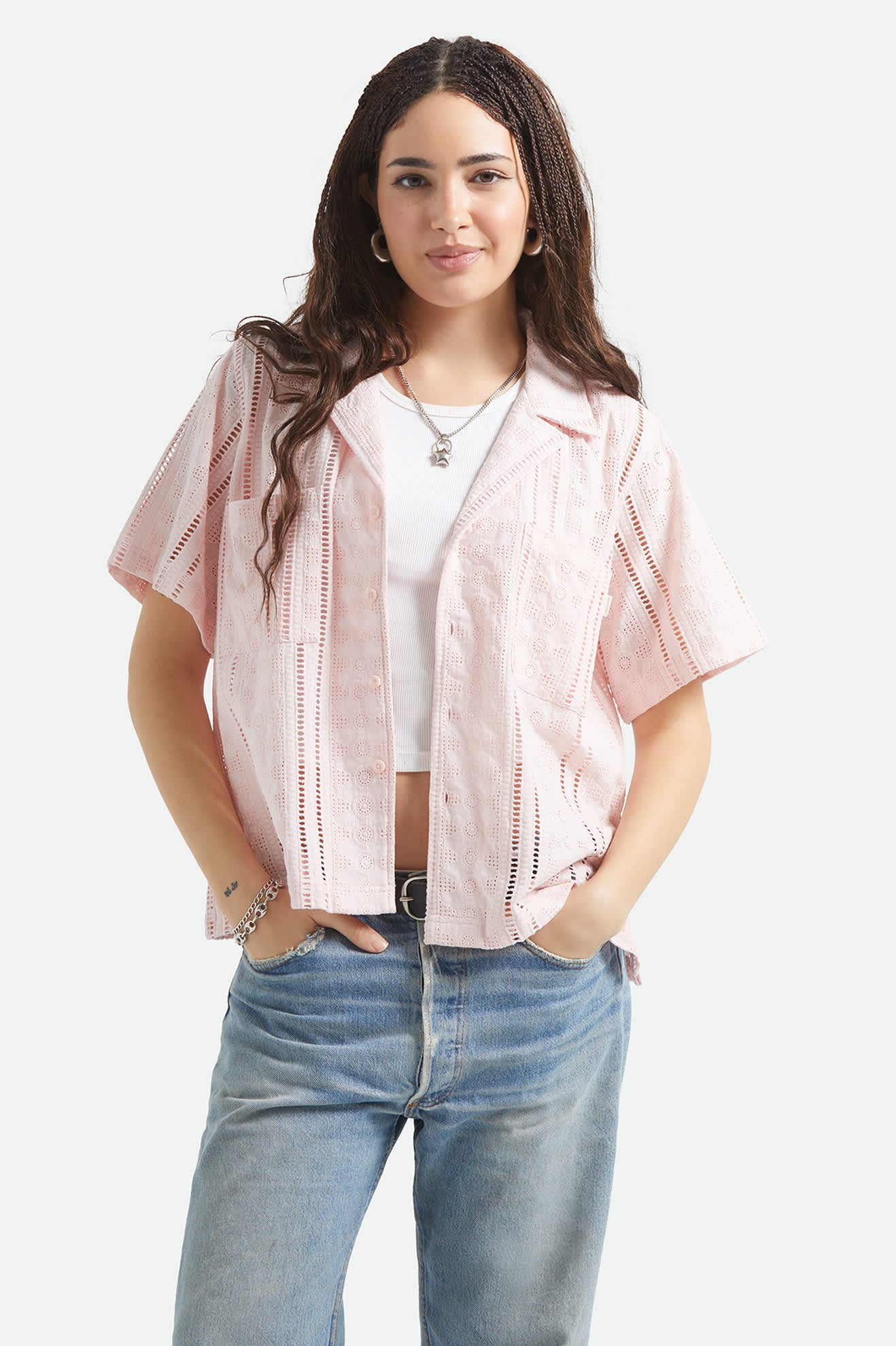 brixton-paradise-lounge-short-sleeve-hemd-chalk-pink-baumwolle image 1