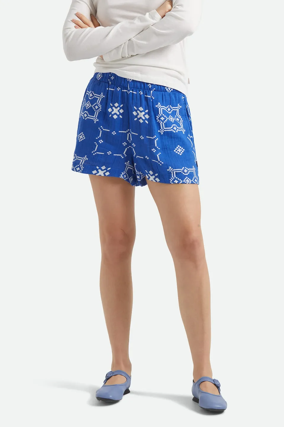 brixton-tile-short-shorts-sunrise-blue-tile-print image 1