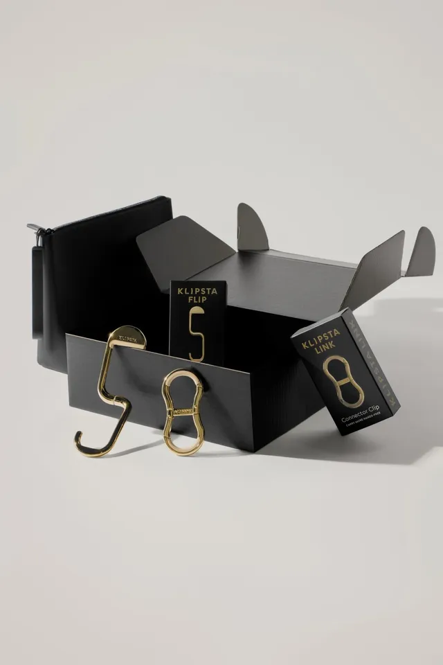 klipsta-luxe-carry-set-geschenkset-gold-mit-taschenhaken image 1