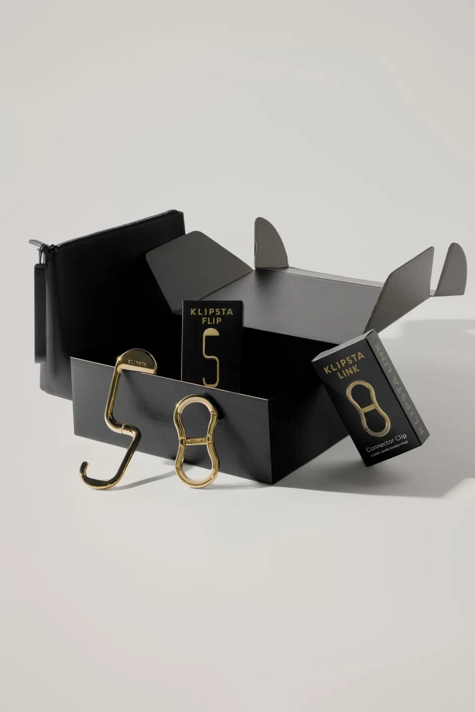 klipsta-luxe-carry-set-geschenkset-gold-mit-taschenhaken image 1
