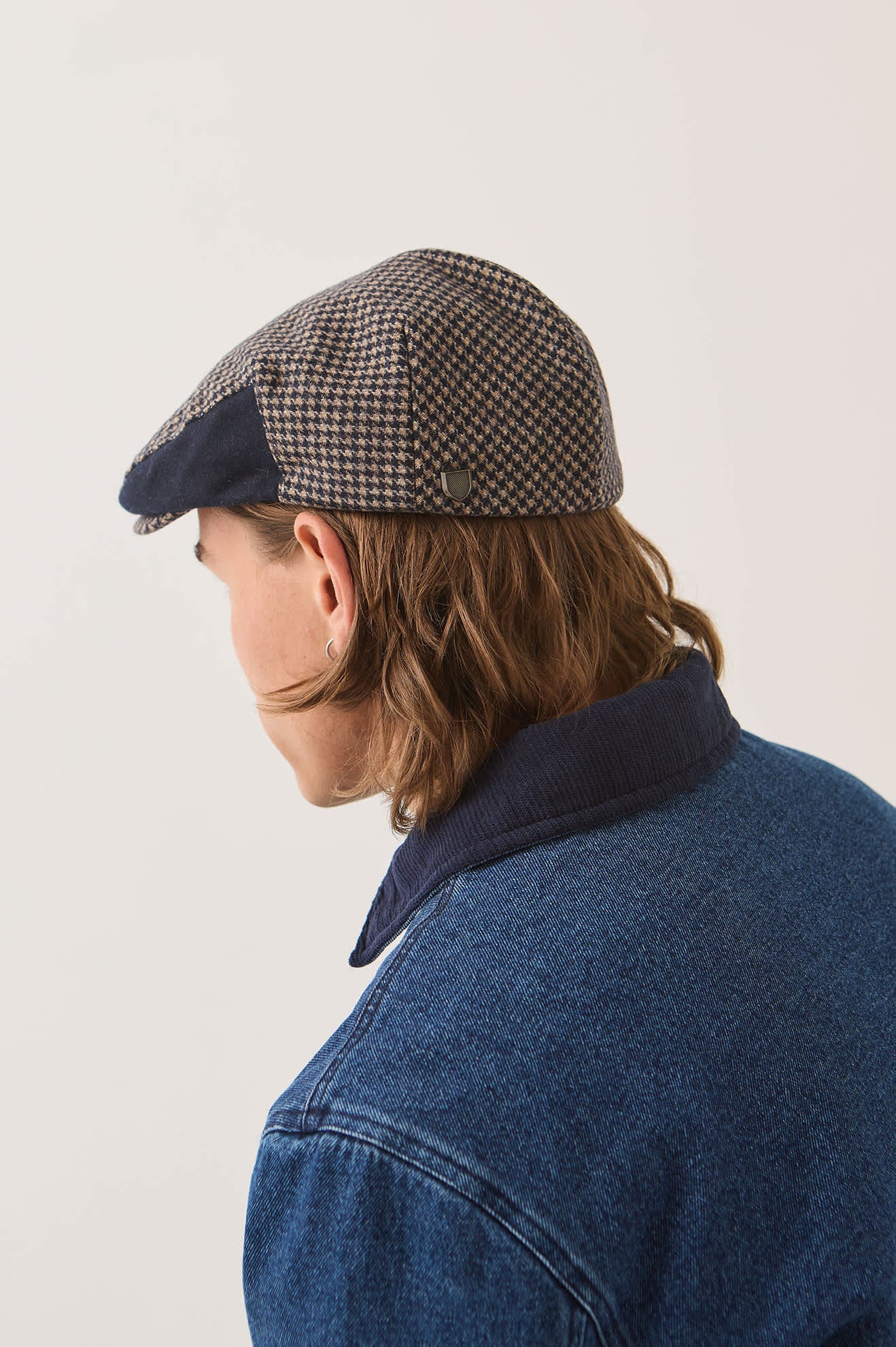 brixton-hooligan-flat-cap-navy-sand-houndstooth-schieberm-tze image 5