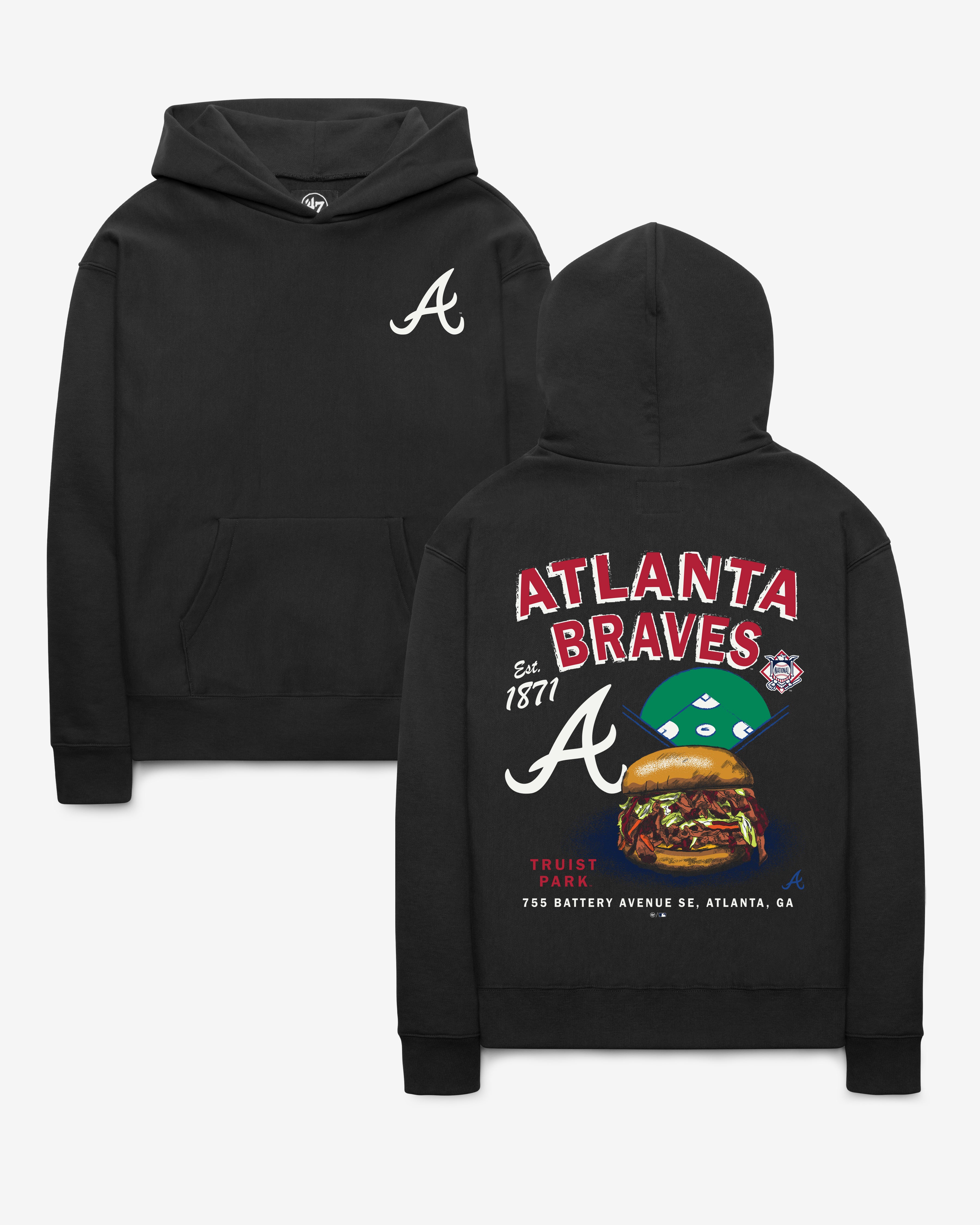 47-brand-atlanta-braves-stadium-eats-foundation-hoodie-schwarz image 1