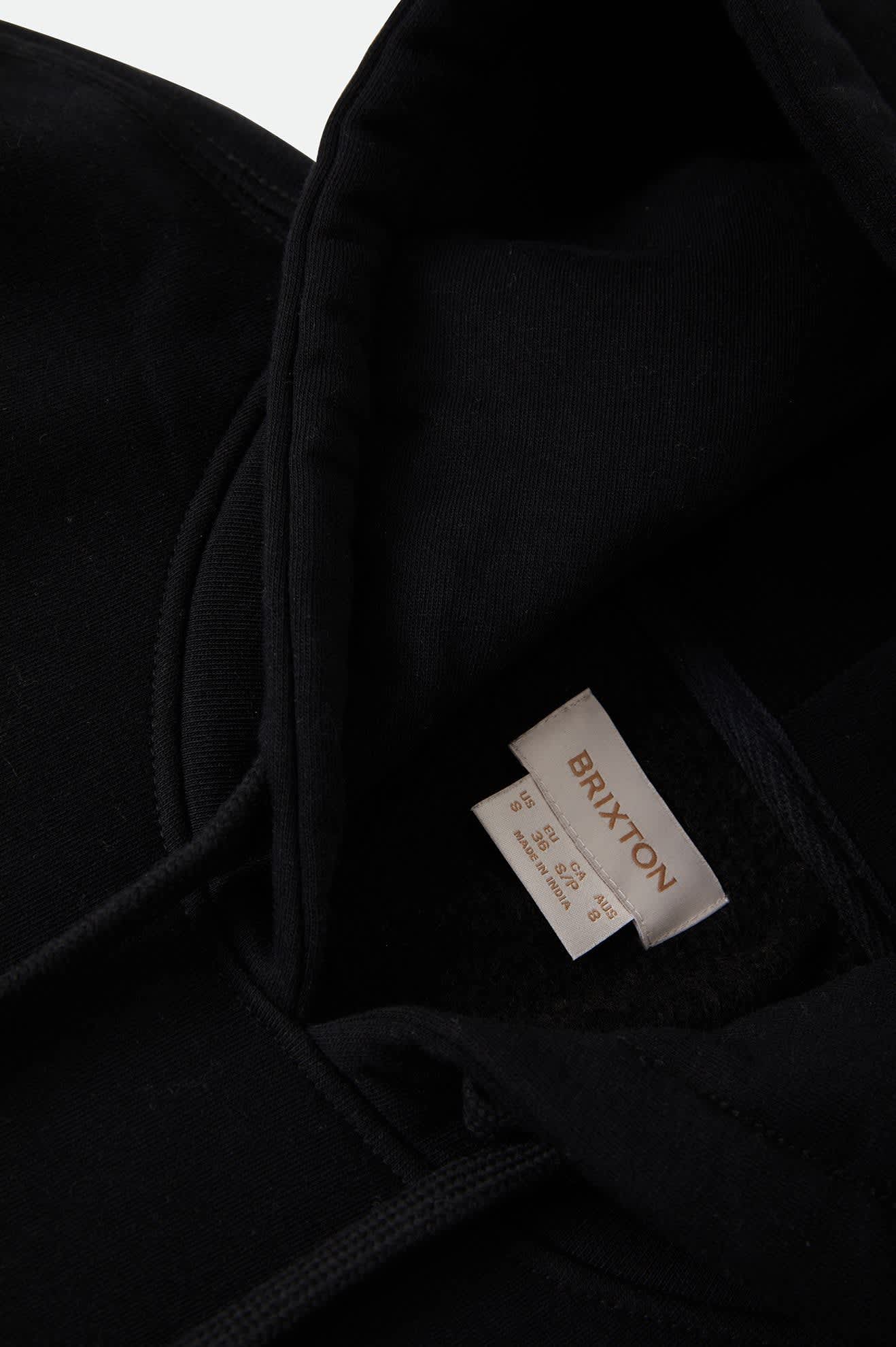 brixton-clifton-hood-hoodie-herren-schwarz-fleece-280gsm image 2