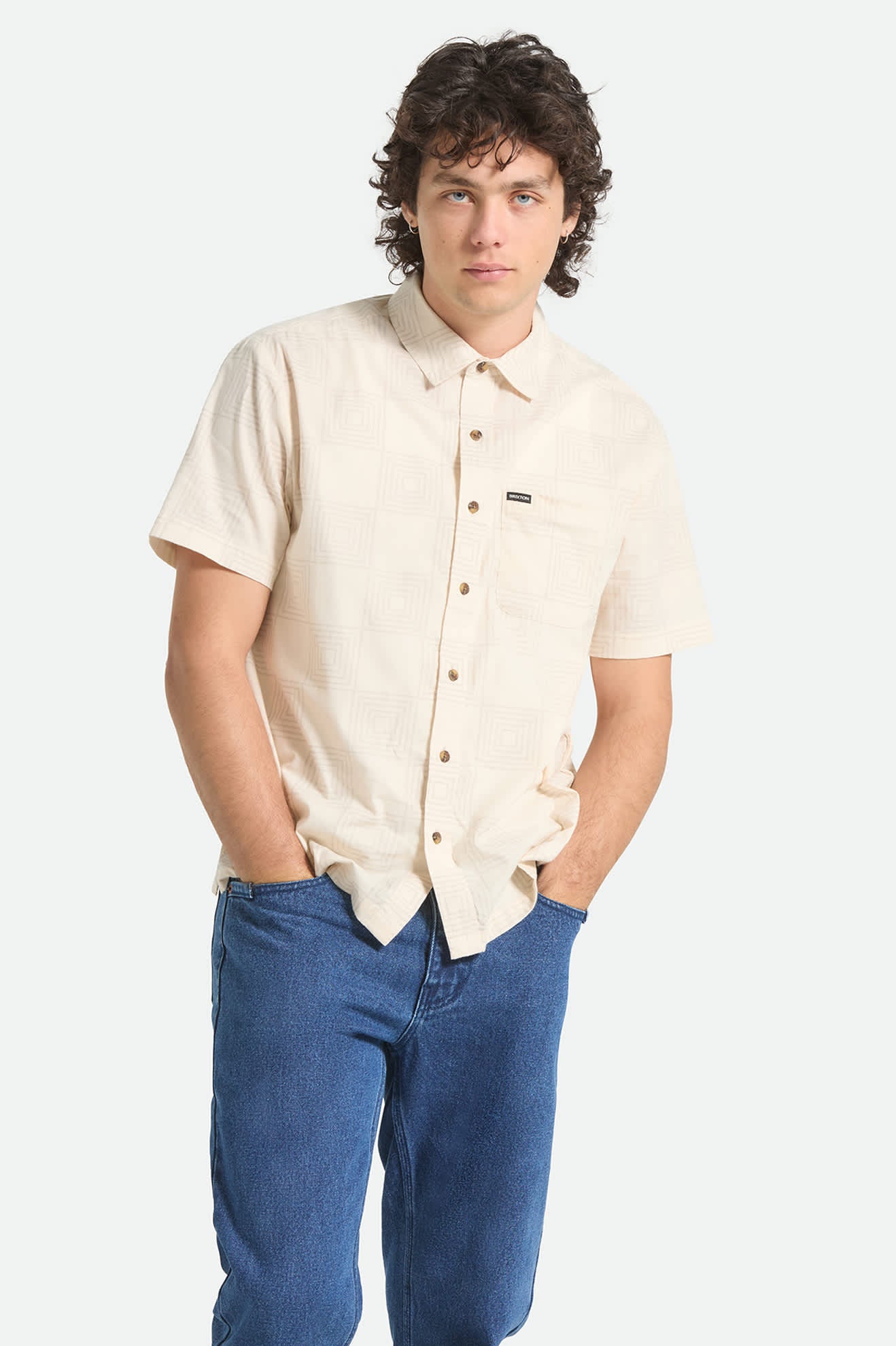 brixton-cru-print-kurzarm-hemd-whitecap-checker image 2