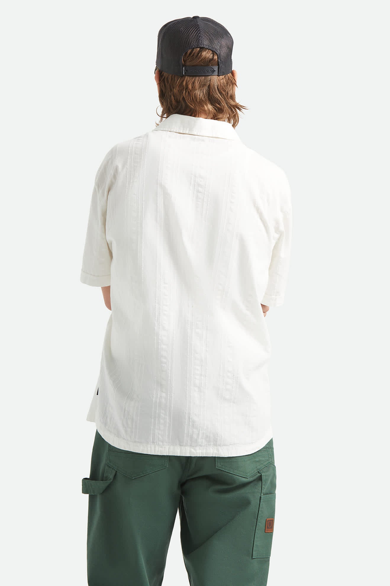 brixton-vintage-kurzarm-hemd-off-white-jacquard-stripe image 4