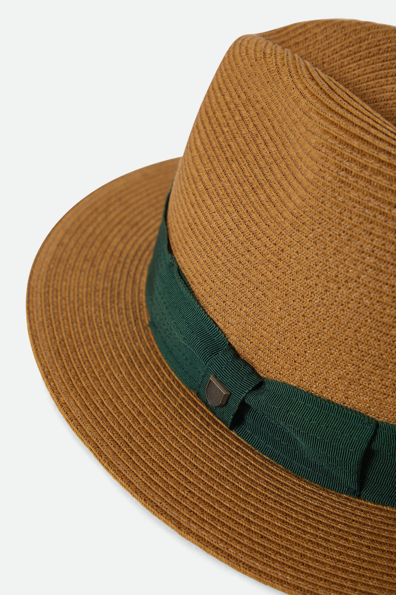 brixton-roma-straw-packable-fedora-dark-tan-primal-green image 7