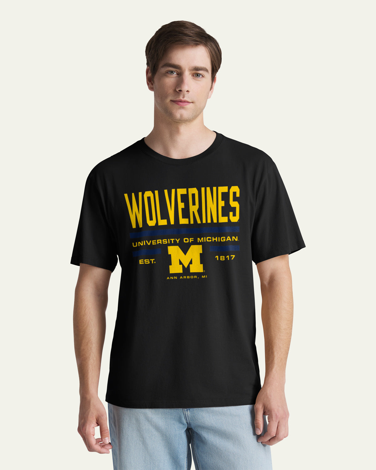 47-brand-foundation-michigan-stack-block-t-shirt-schwarz-baumwolle image 1