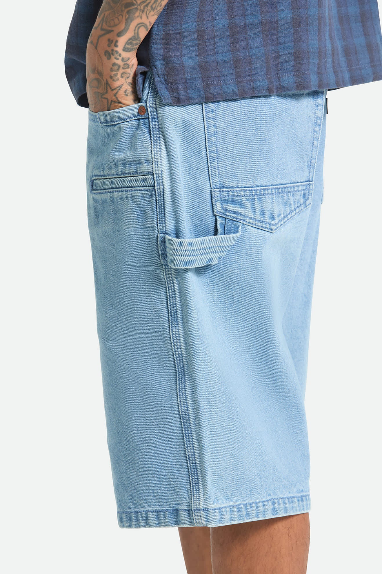 brixton-builders-carpenter-baggy-short-denim-blau image 3