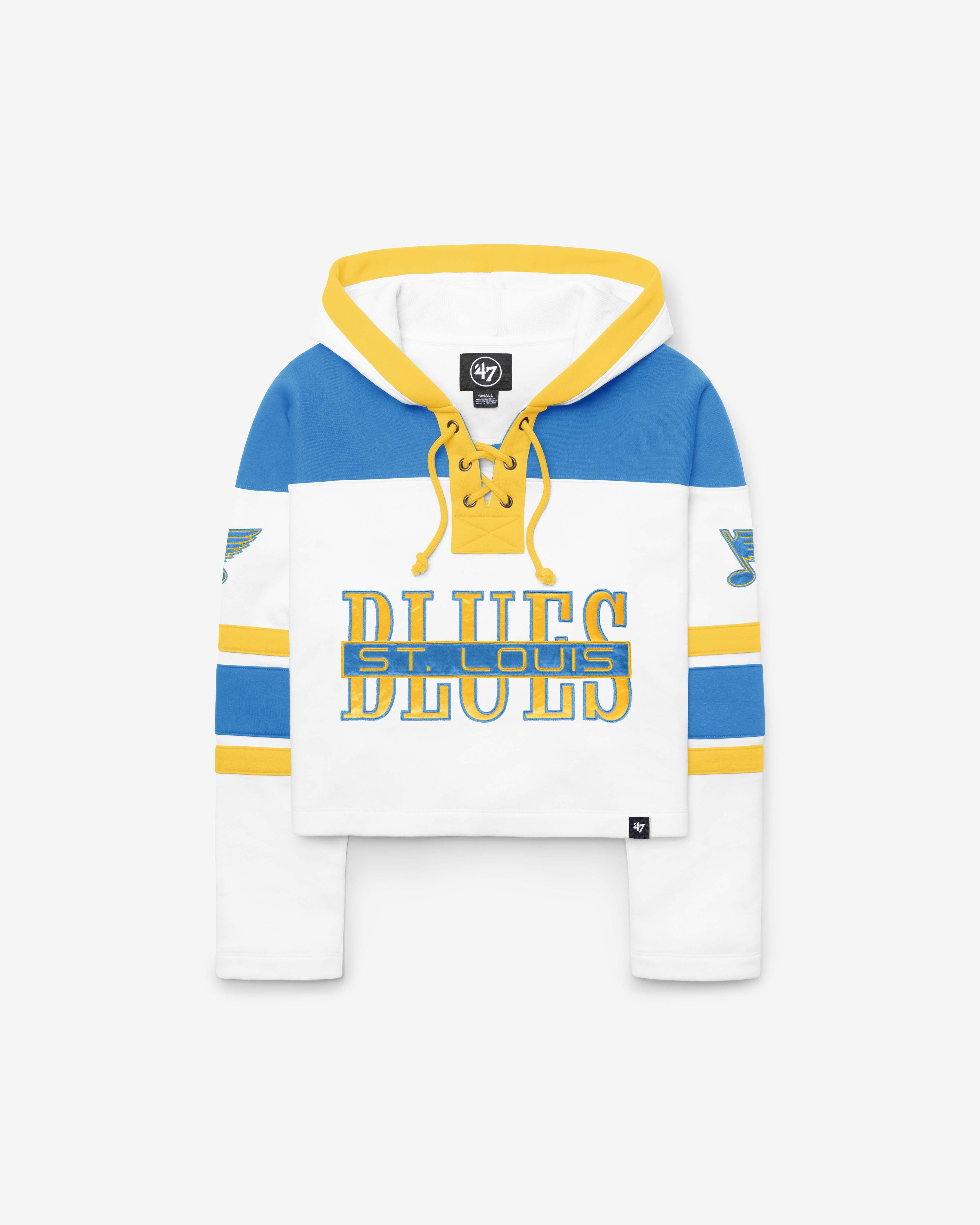 47-brand-lacer-st-louis-blues-cut-thru-cropped-hoodie-white-wash-damen image 1