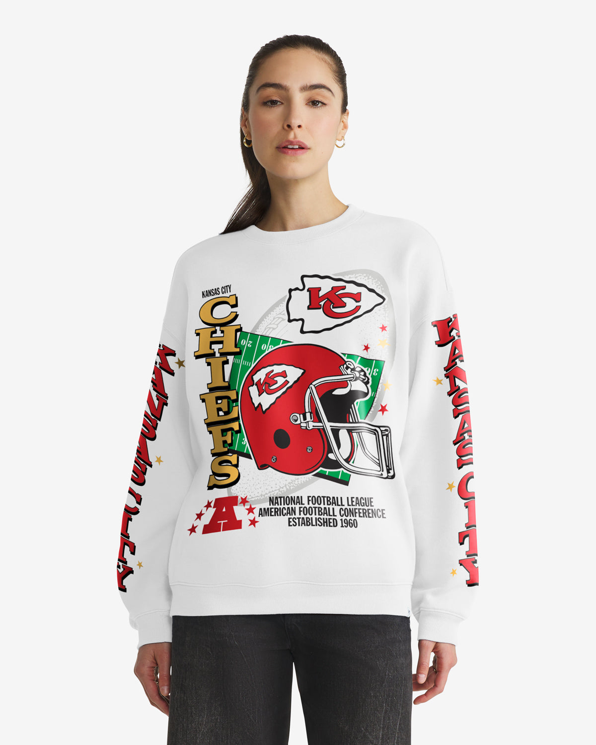 47-brand-chiefs-thunderous-damen-crew-white-wash image 1