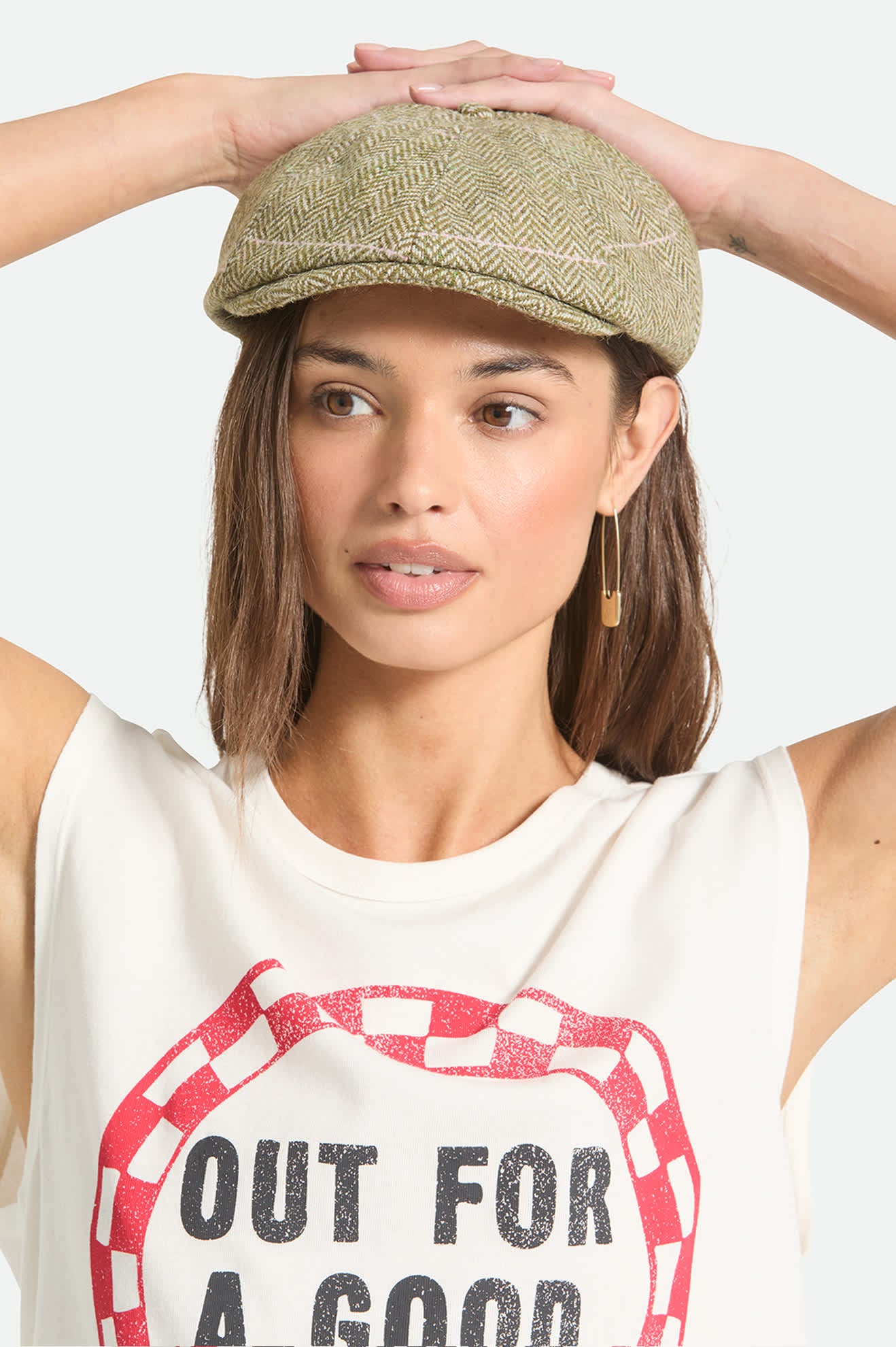 brixton-brood-newsboy-cap-sublime-green-hahnentritt-leicht image 2
