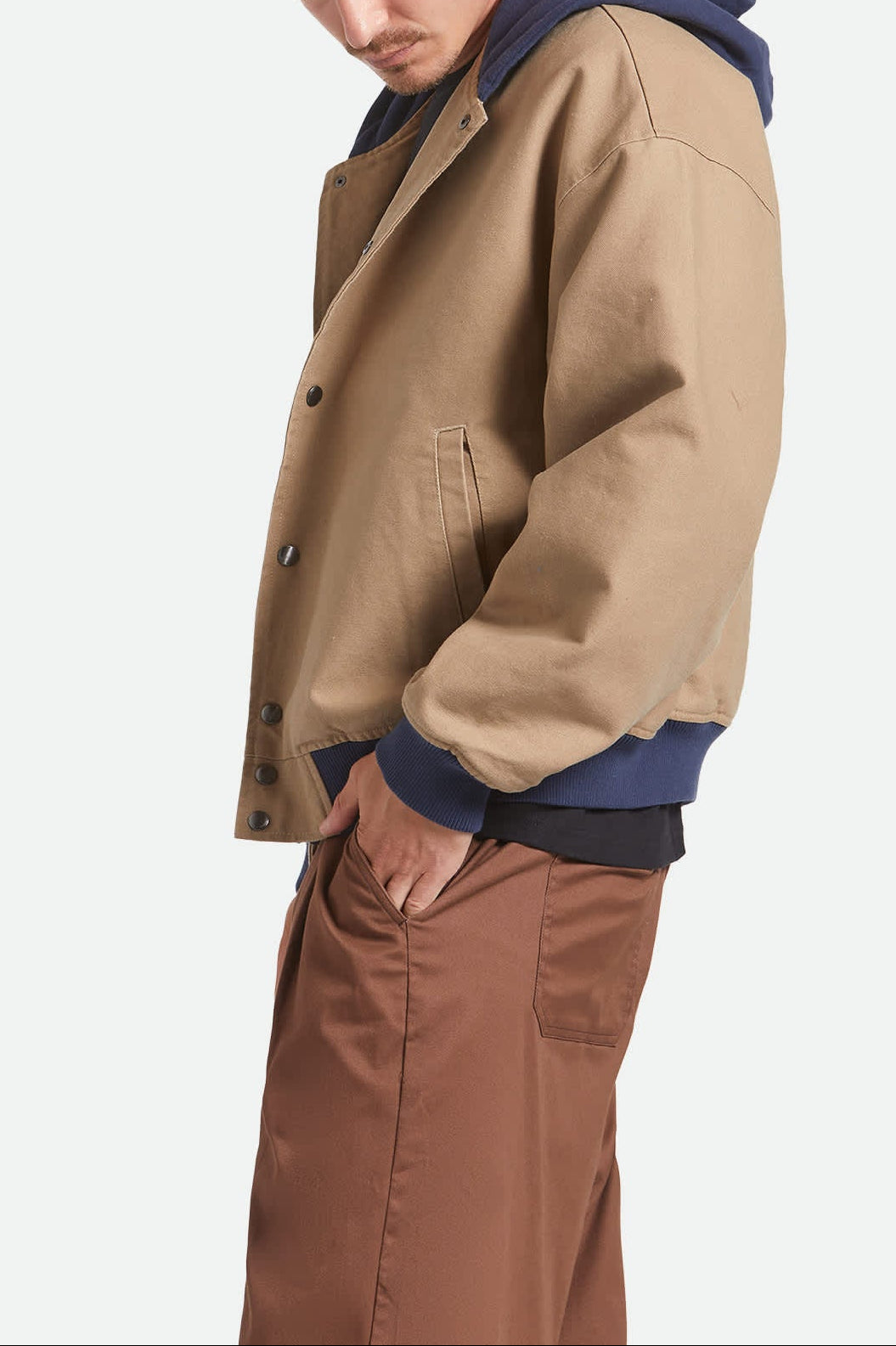brixton-canvas-hooded-bomber-jacke-khaki-kapuze image 4