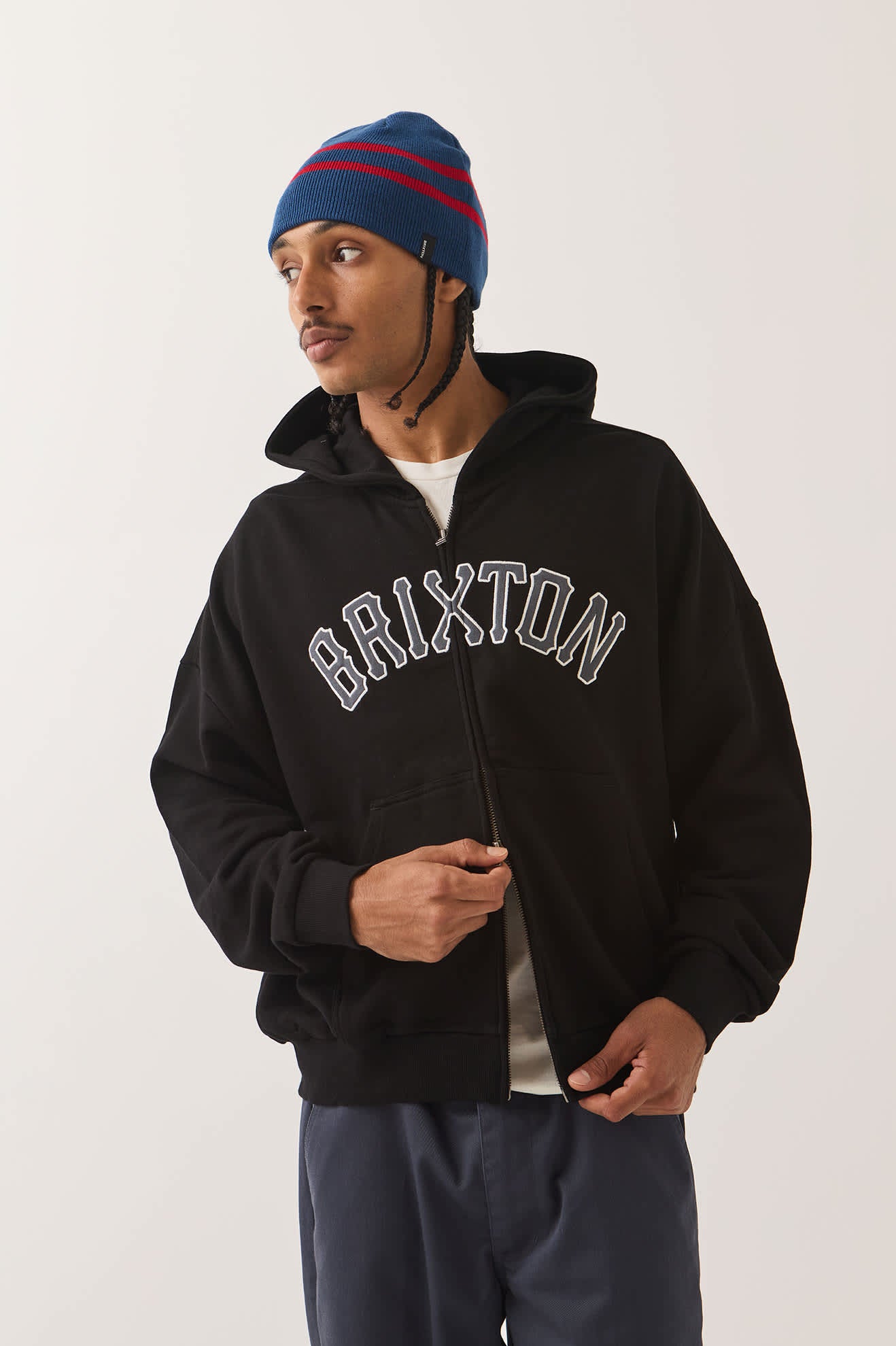 brixton-dugout-zip-hood-fleece-black-grey-terry image 5
