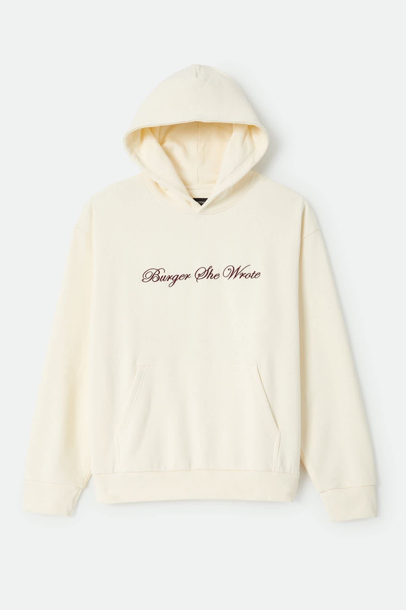 brixton-burger-she-wrote-hood-natural-beige-hoodie image 1