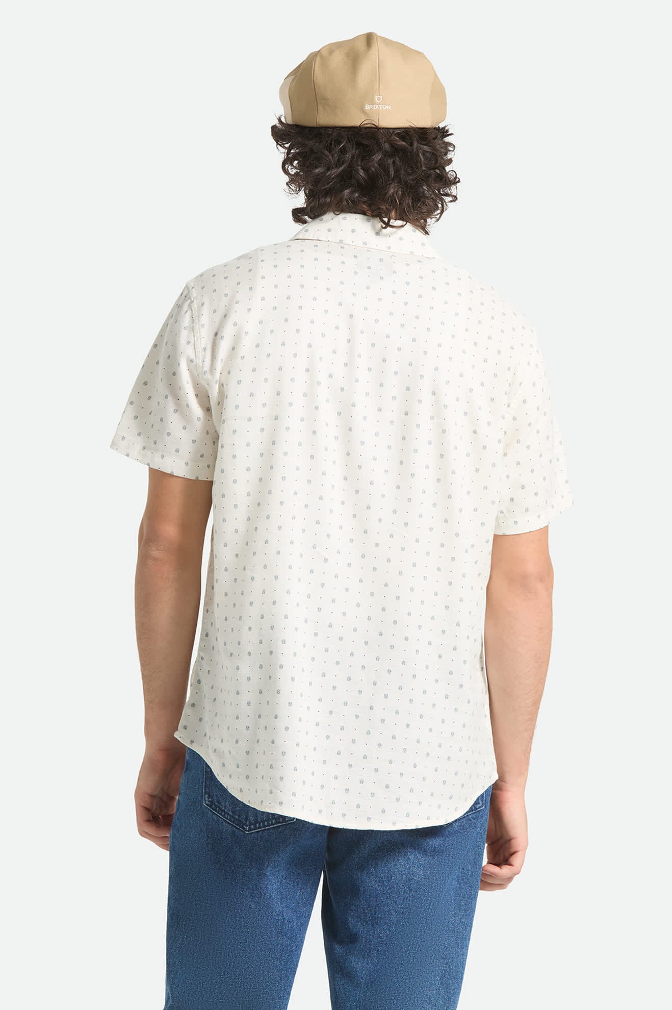 brixton-charter-slub-kurzarmhemd-off-white-micro-geo image 4