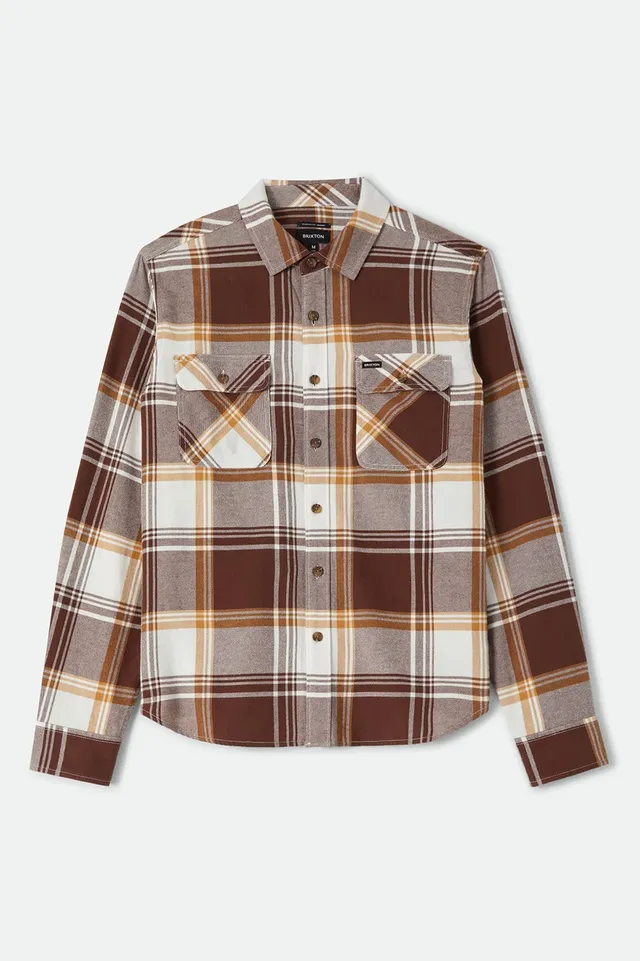 brixton-bowery-flanellhemd-chocolate-off-white-baumwolle image 1