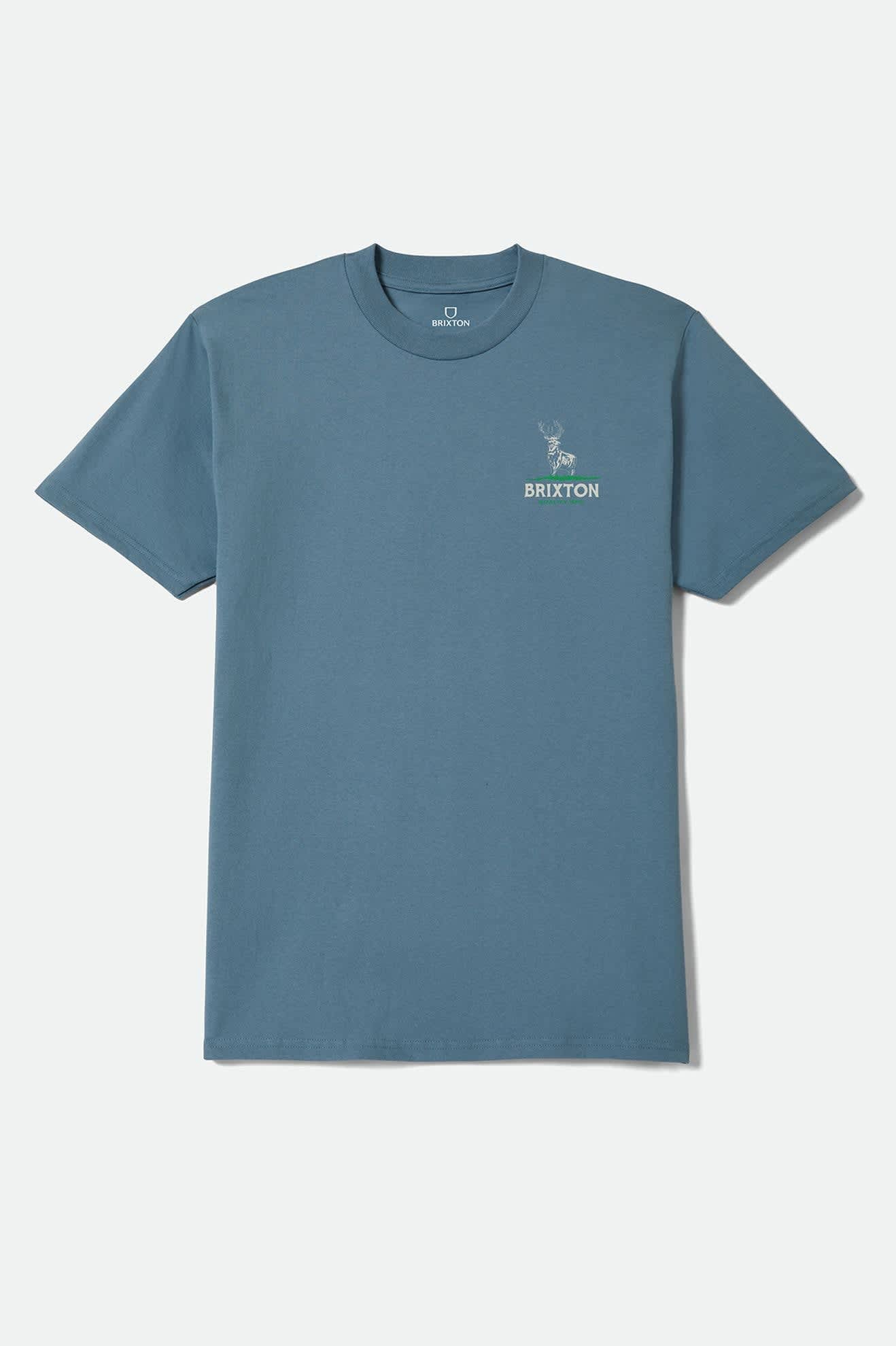 brixton-oakmont-standard-t-shirt-harbor-blue-print image 1