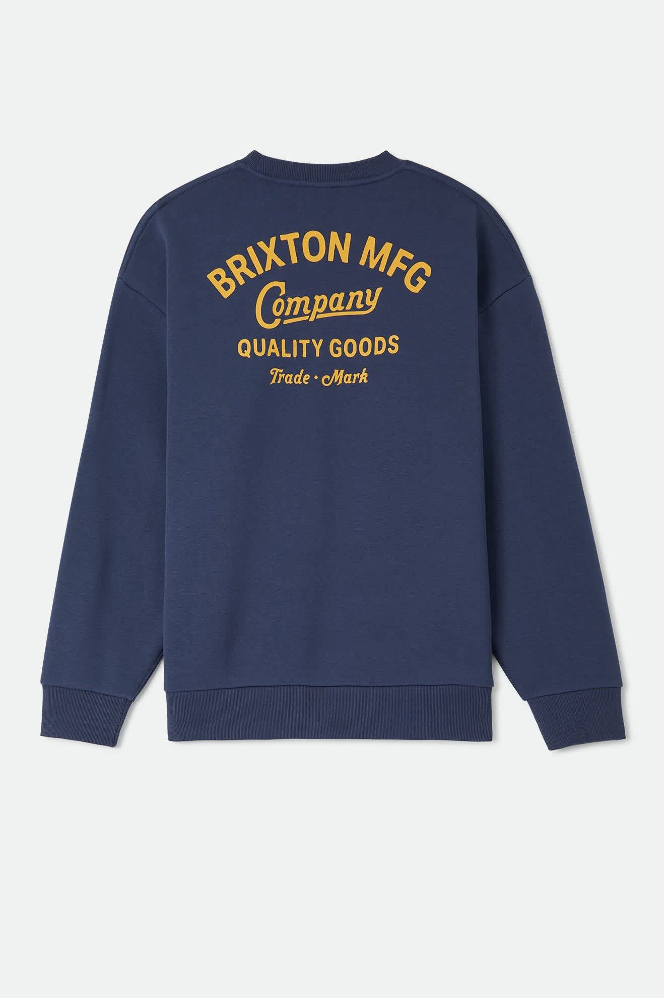 brixton-straton-crew-sweatshirt-herren-washed-navy-print image 2