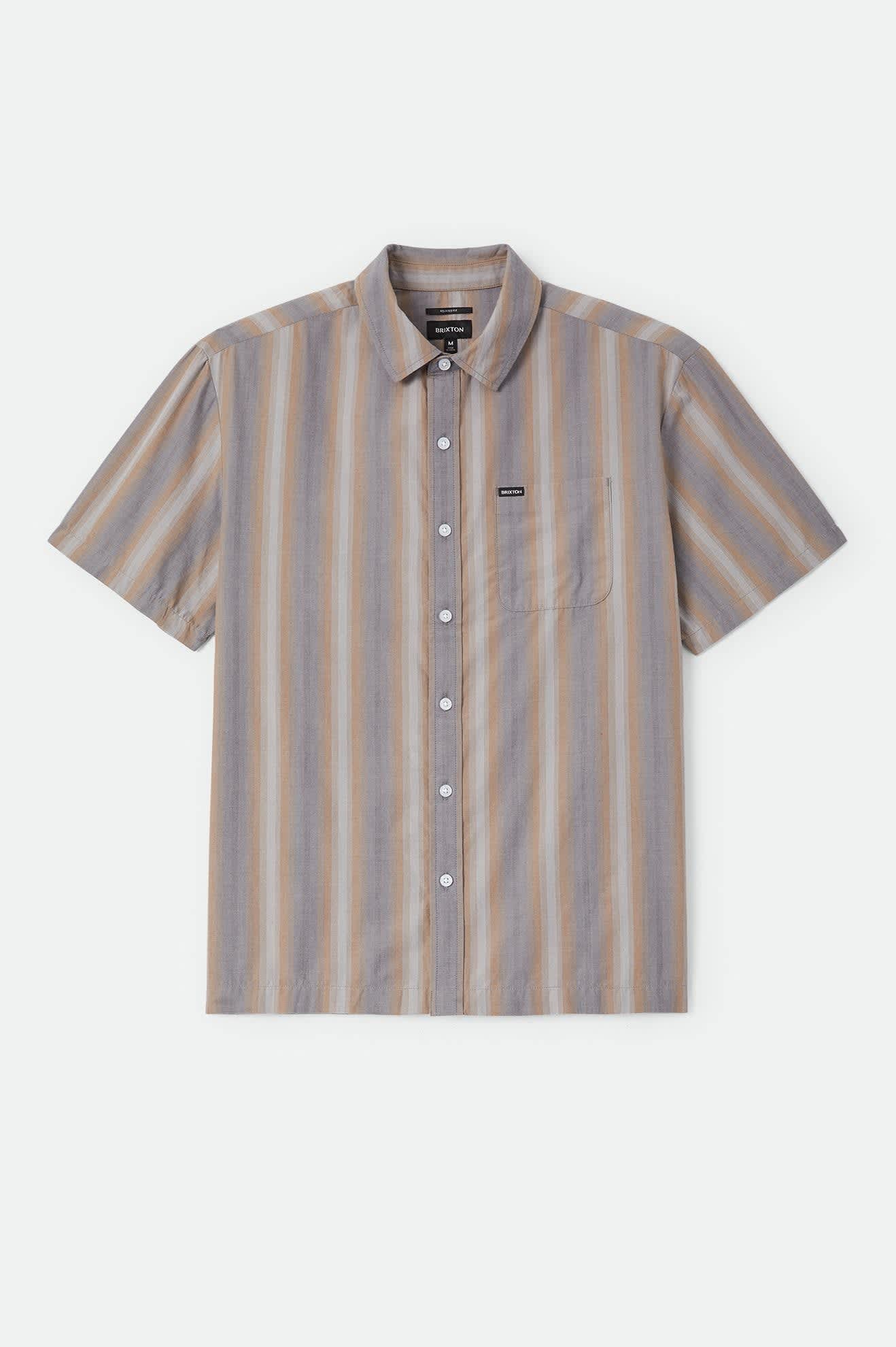 brixton-cru-shirt-herren-charcoal-shadow-stripe image 1