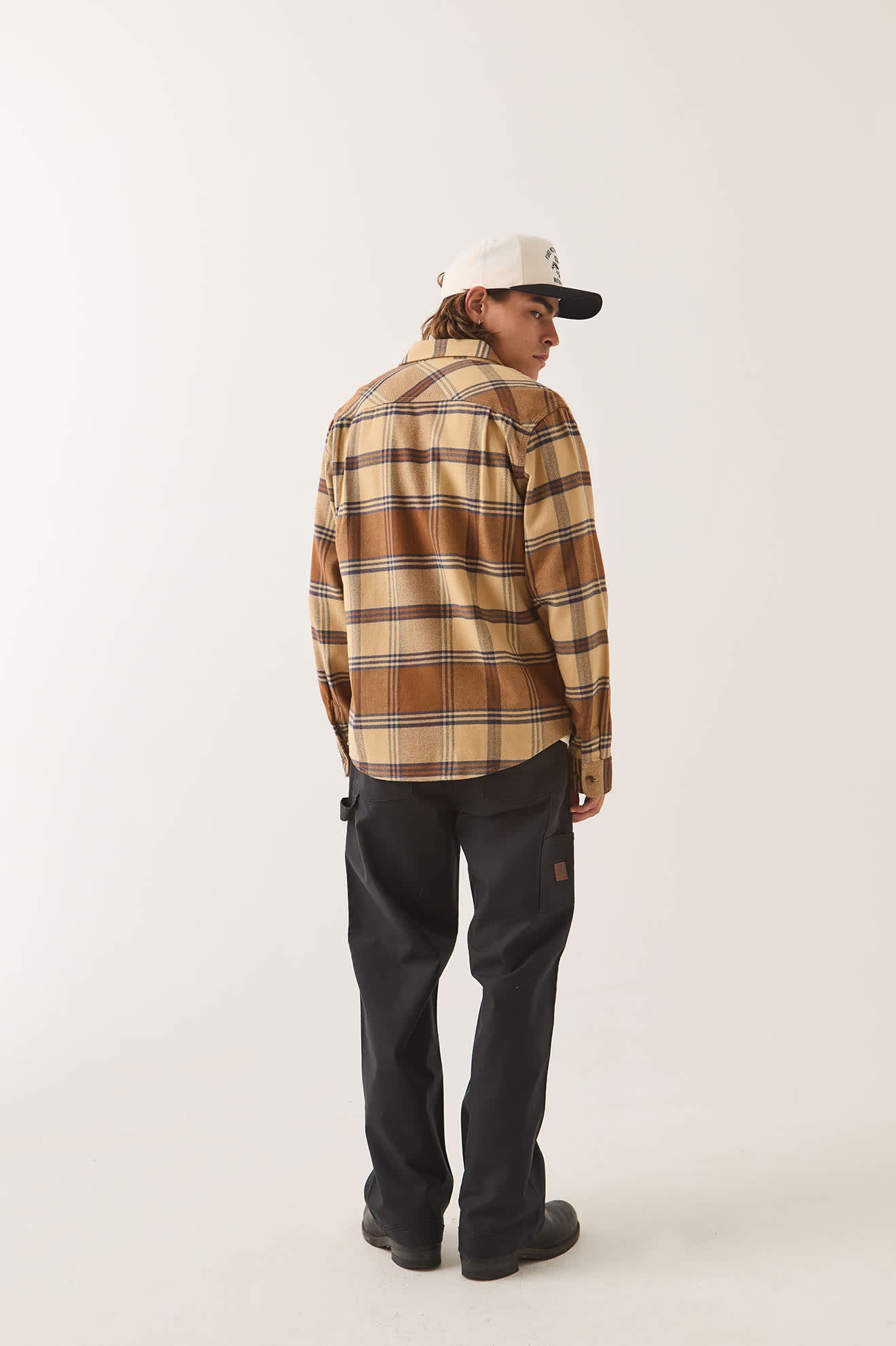 brixton-bowery-flannel-hemd-sand-bison-kariert image 3