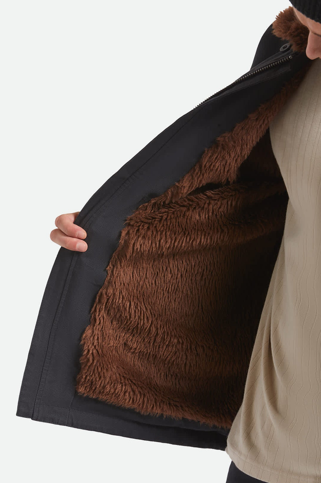 brixton-mast-jacket-jacke-schwarz-sherpa-gef-ttert image 4