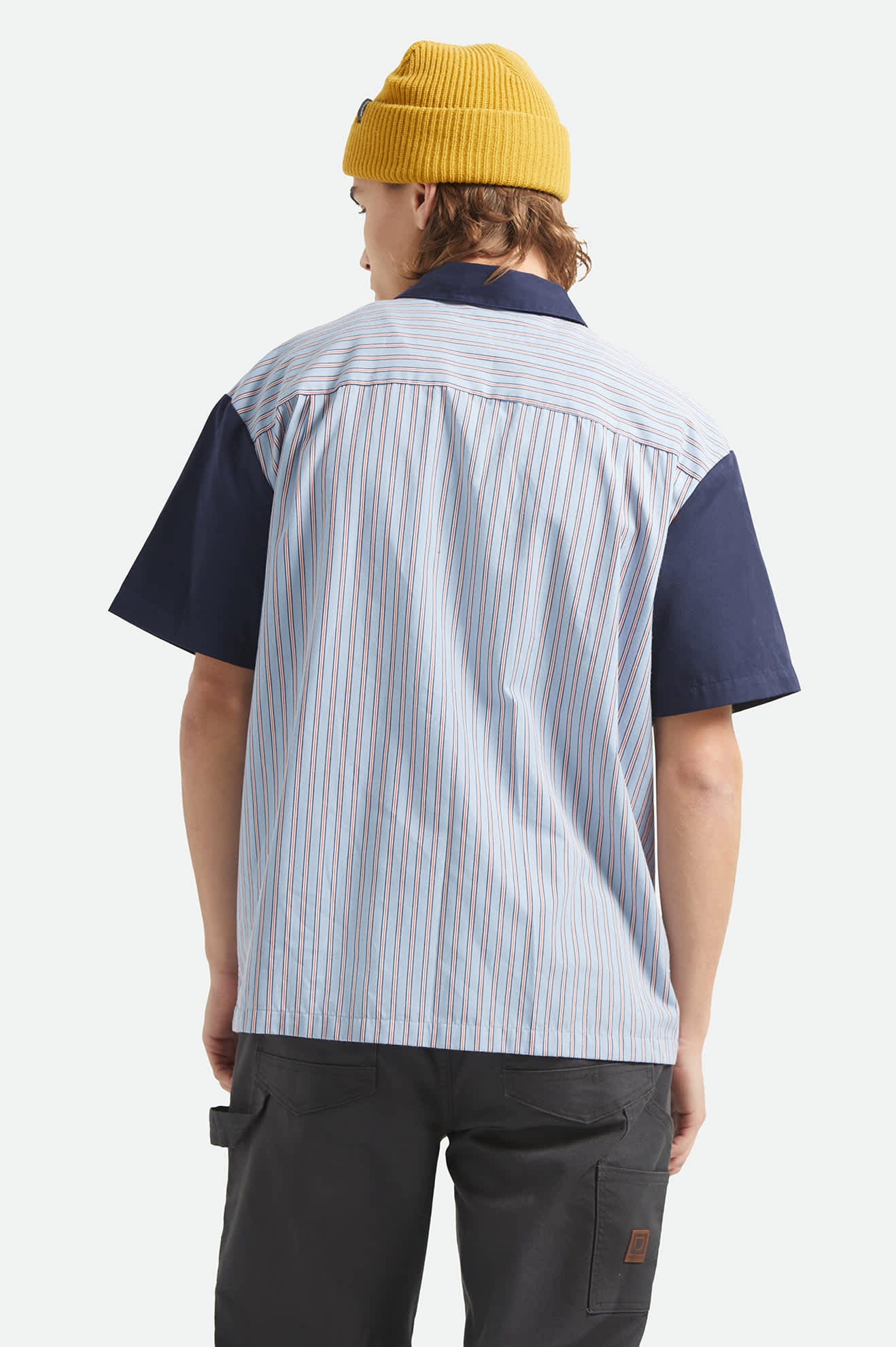 brixton-builders-olson-short-sleeve-hemd-blue-aura-stripe image 4