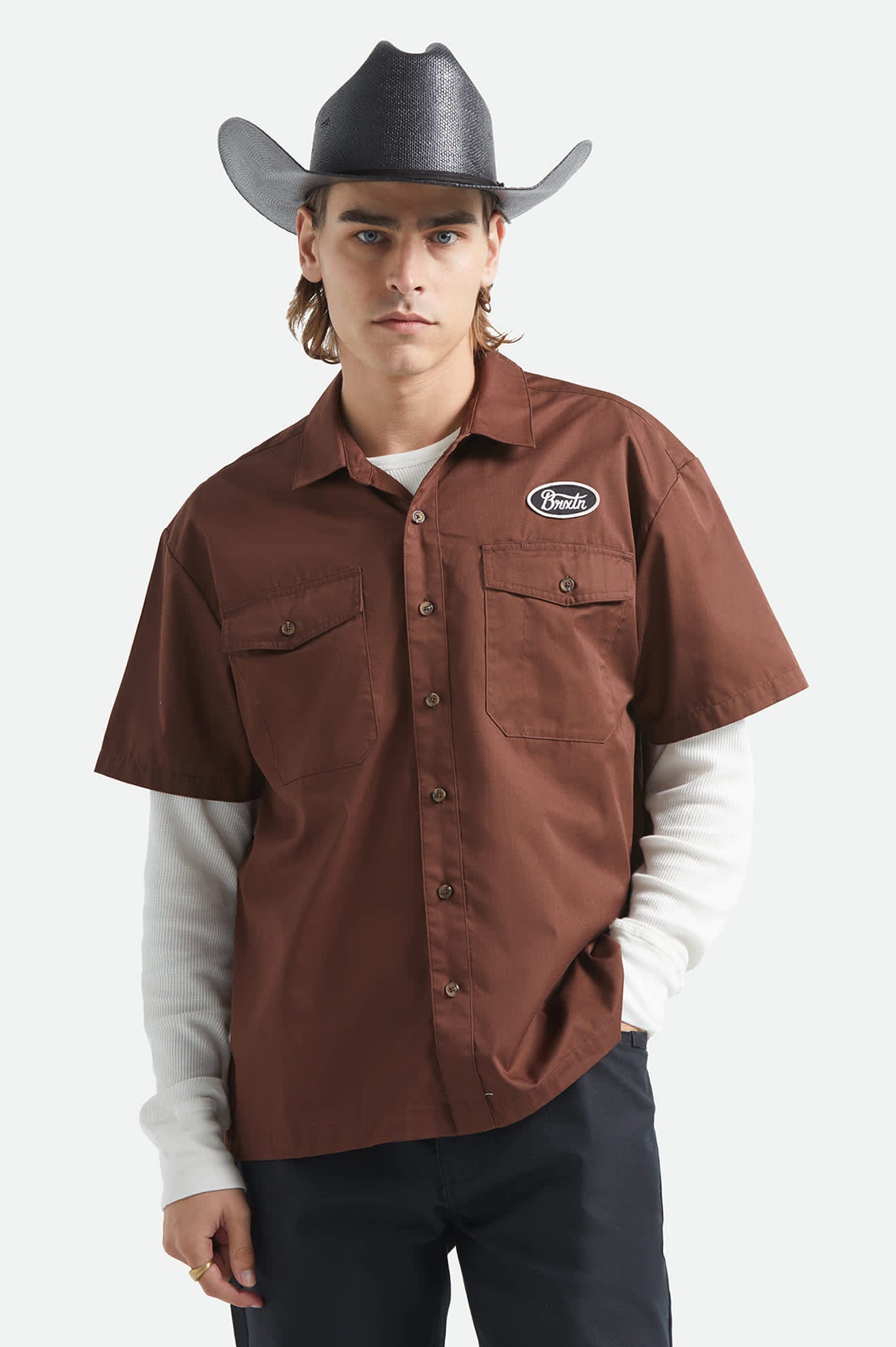 brixton-builders-olson-kurzarm-hemd-chocolate-twill image 2