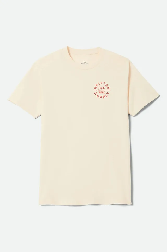brixton-oath-v-standard-t-shirt-cream-brick-red-baumwolle image 1